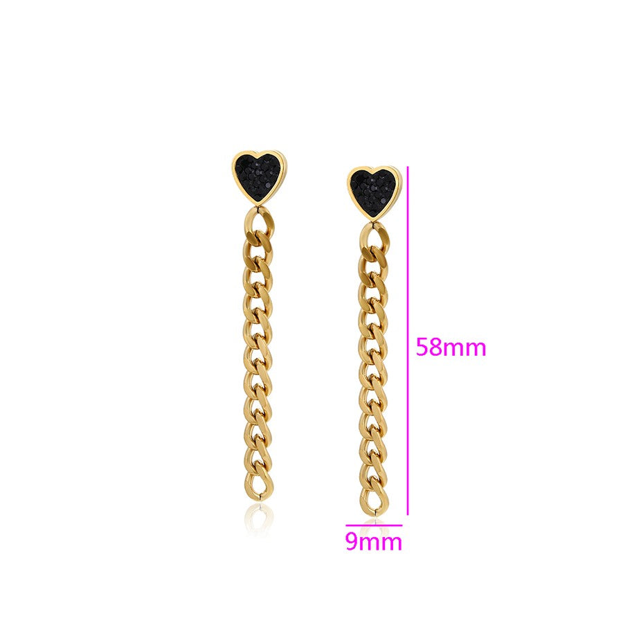 Boucle d'Oreille Longue Acier Doré