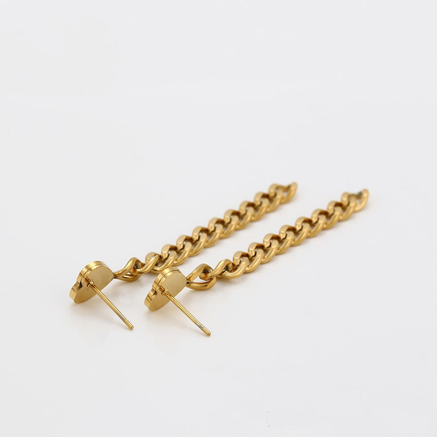 Boucle d'Oreille Longue Acier Doré