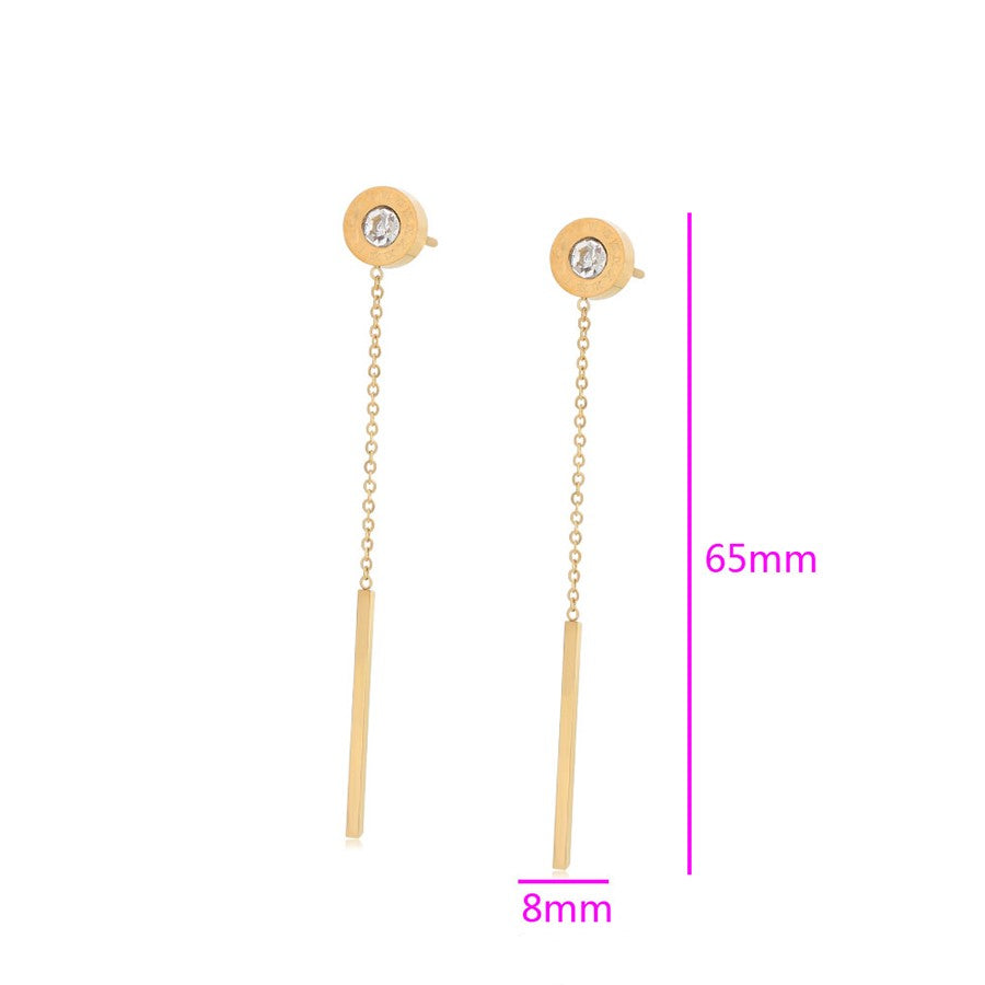 Boucle d'Oreille Longue Acier Doré