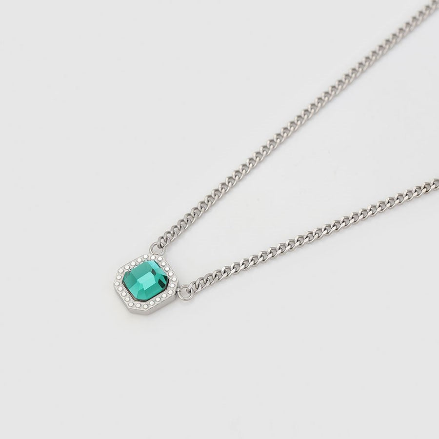 Gargantilla Solitaria Zirconia Esmeralda