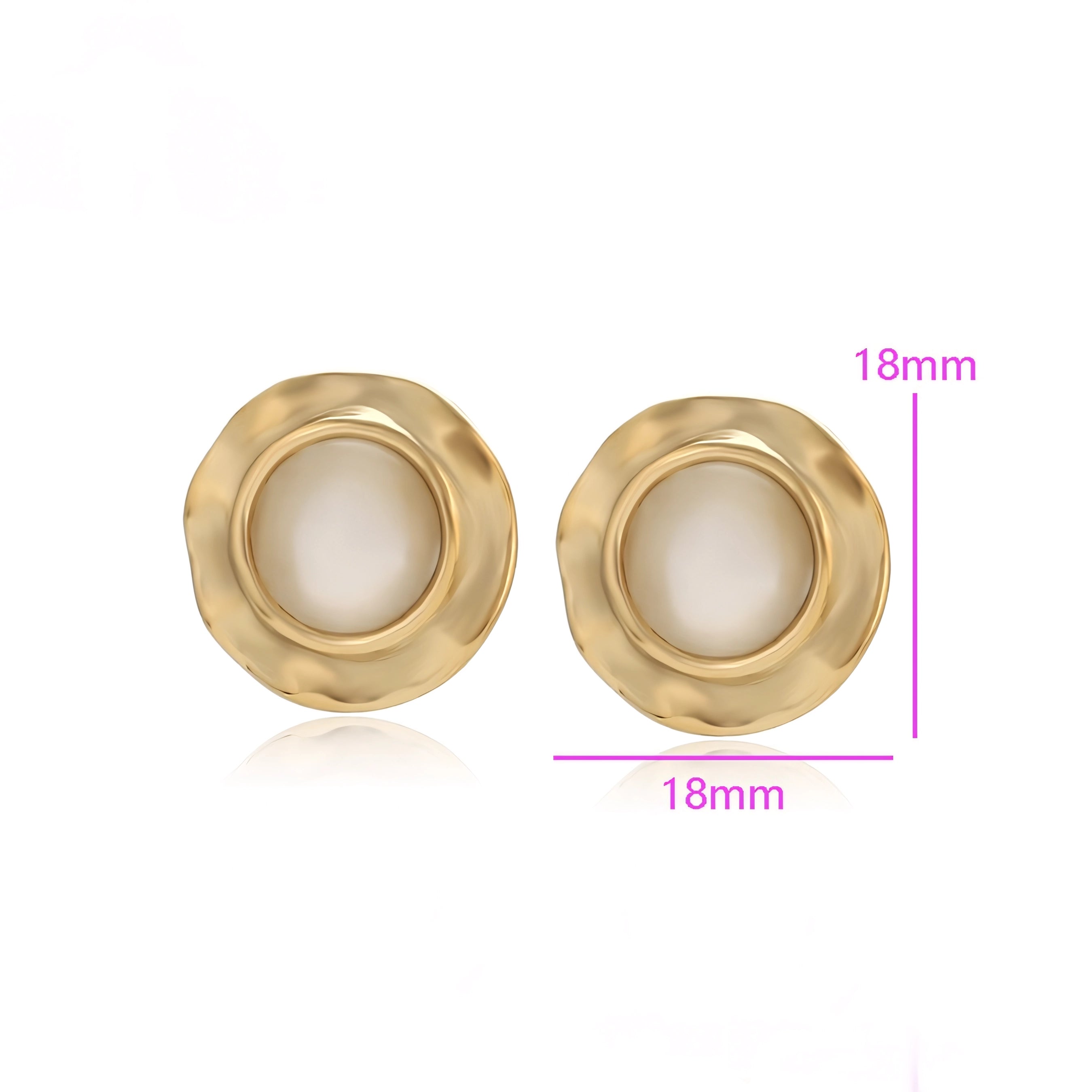 Aretes con Perla Sintética en Acero Inoxidable 14K