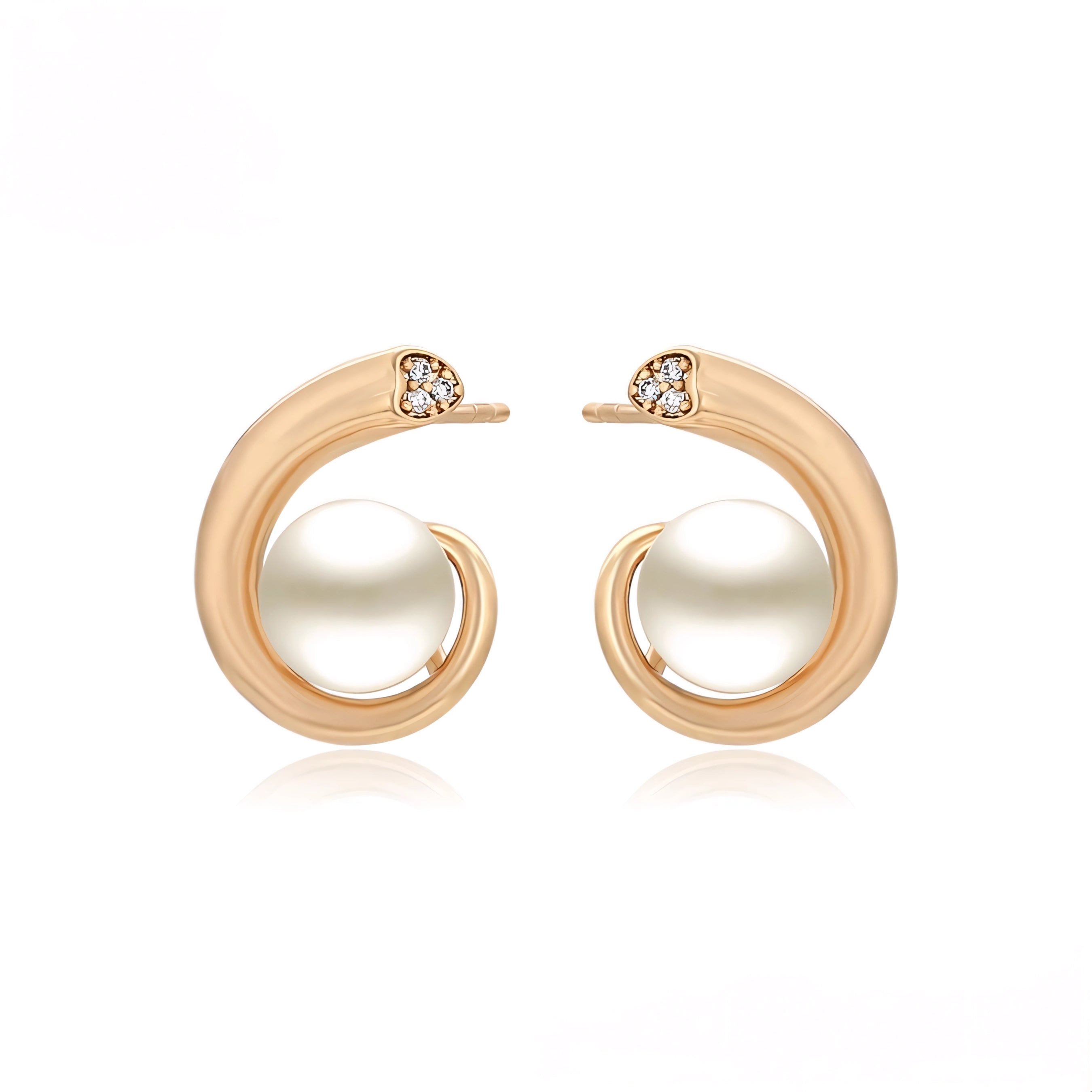 Aretes con Perla y Zirconia en Oro Laminado 18K