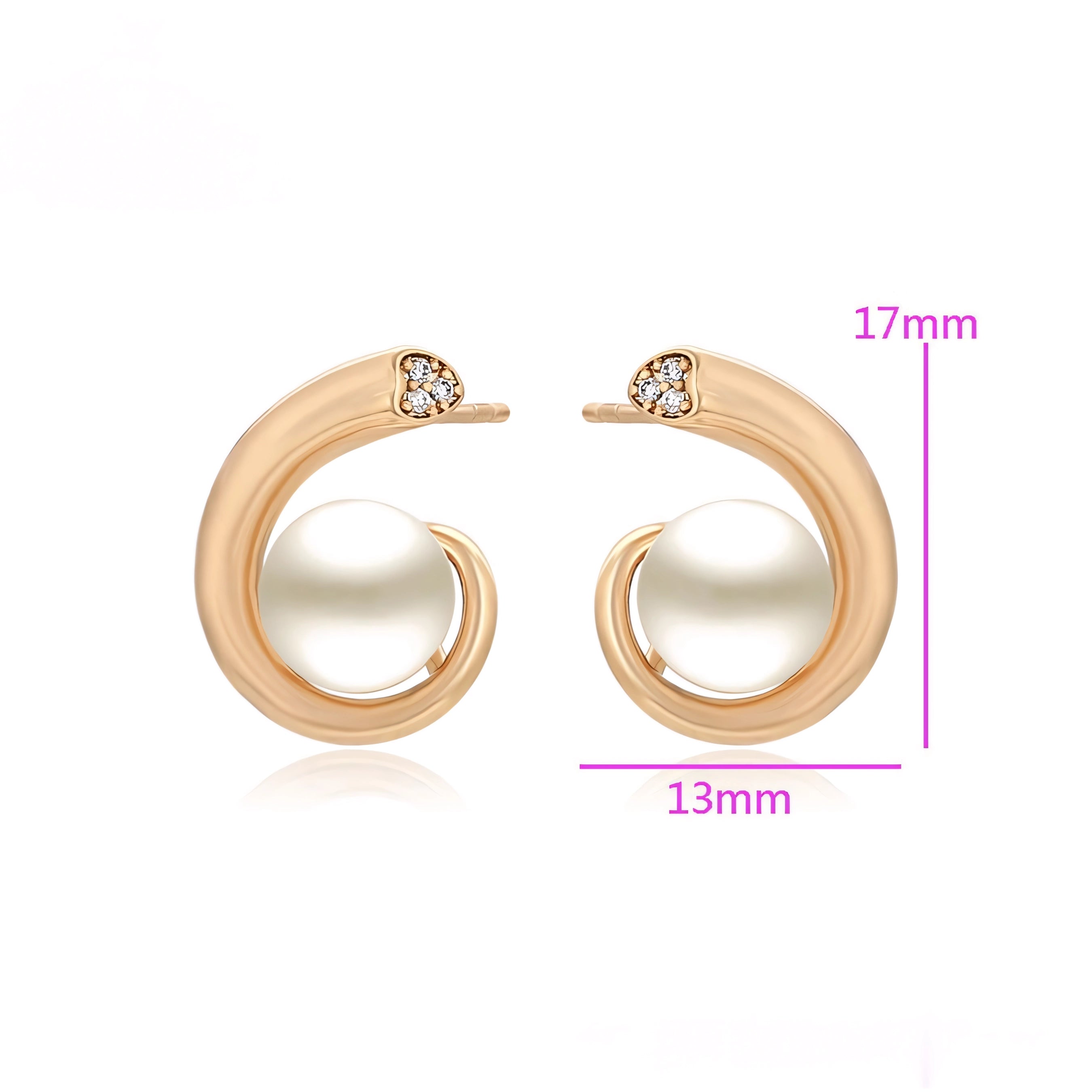 Aretes con Perla y Zirconia en Oro Laminado 18K