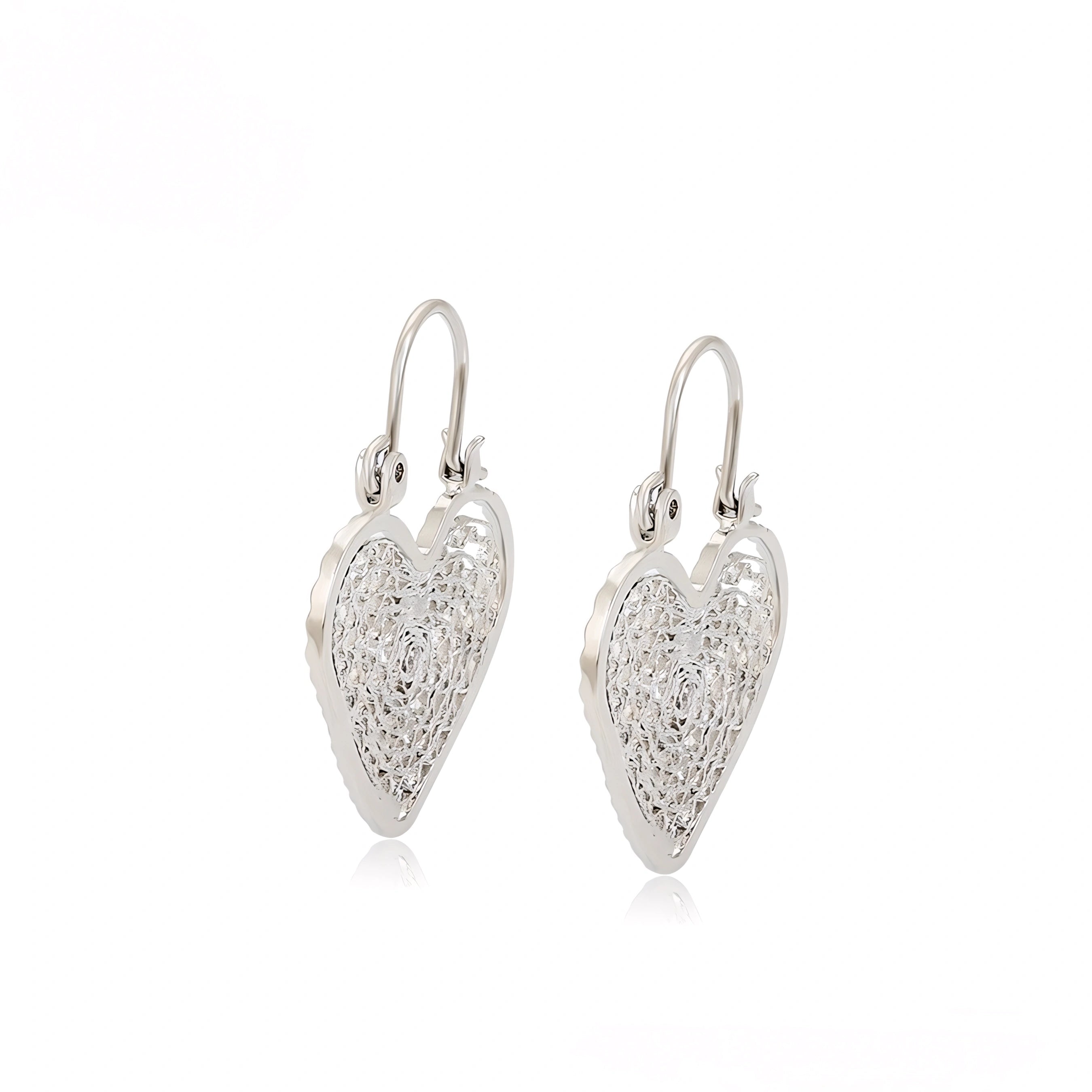 Aretes de Corazón Chapado en Platino