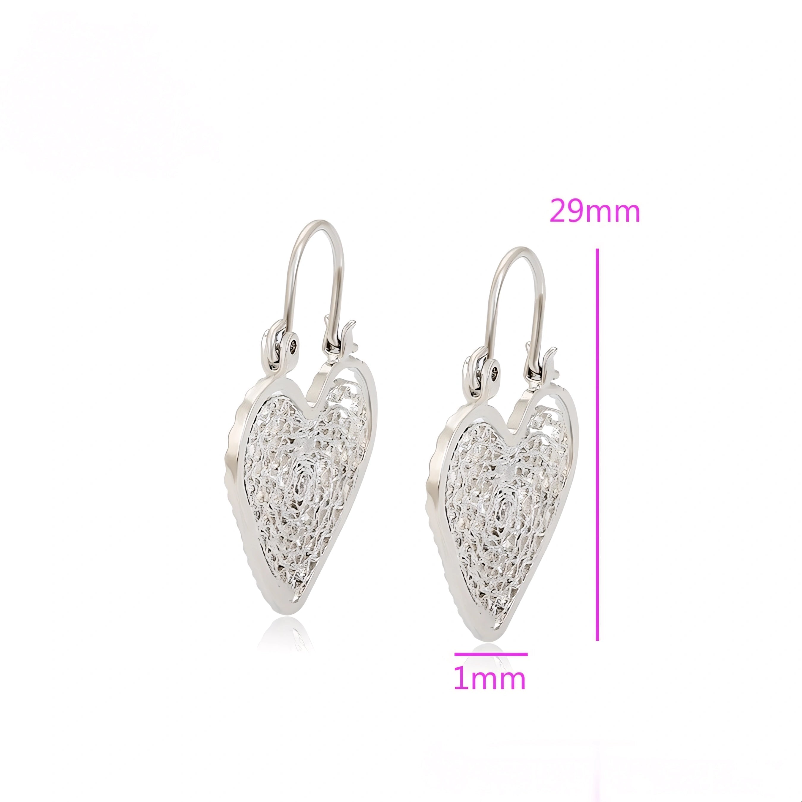 Aretes de Corazón Chapado en Platino