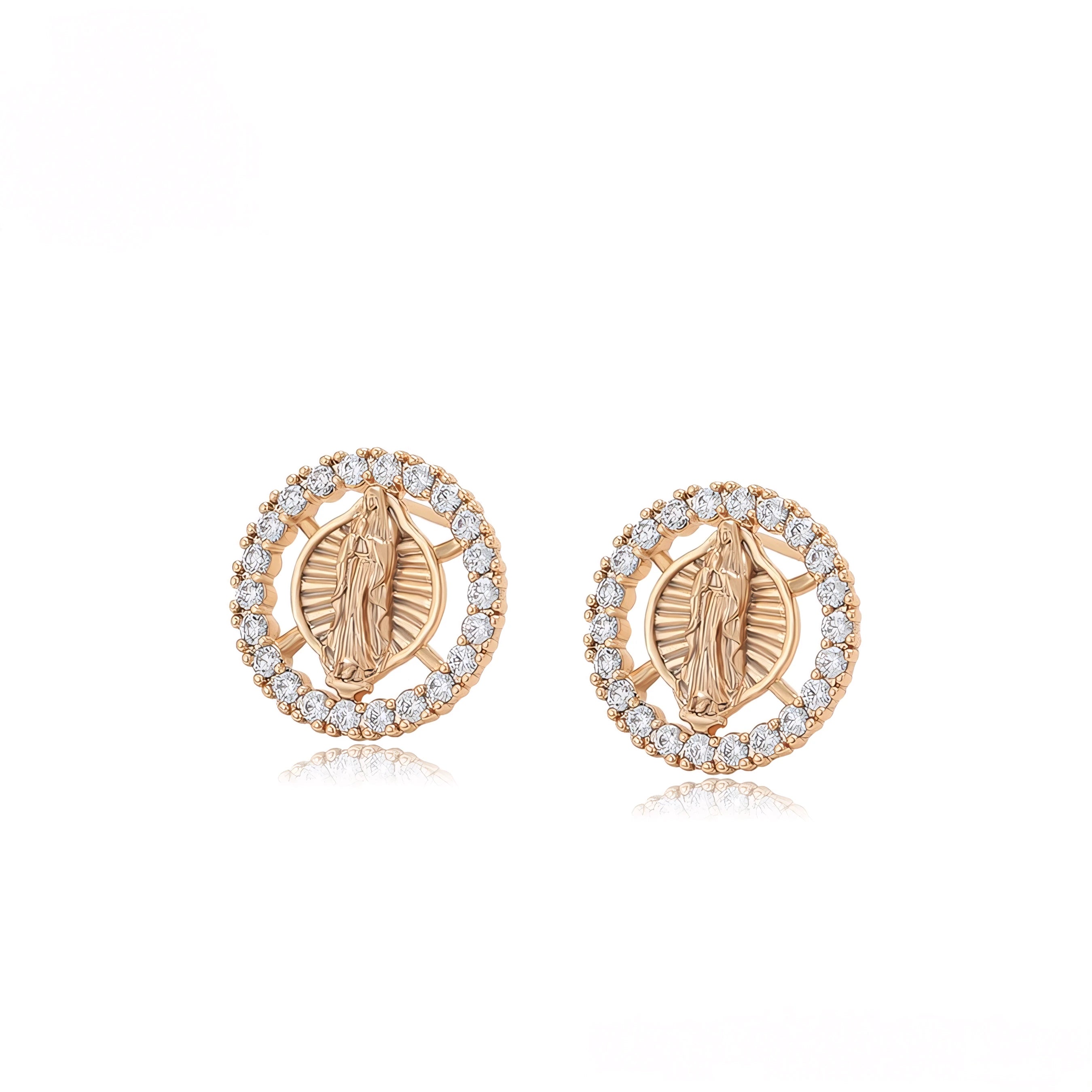 Aretes Religiosos Oro Laminado 18K con Zirconias