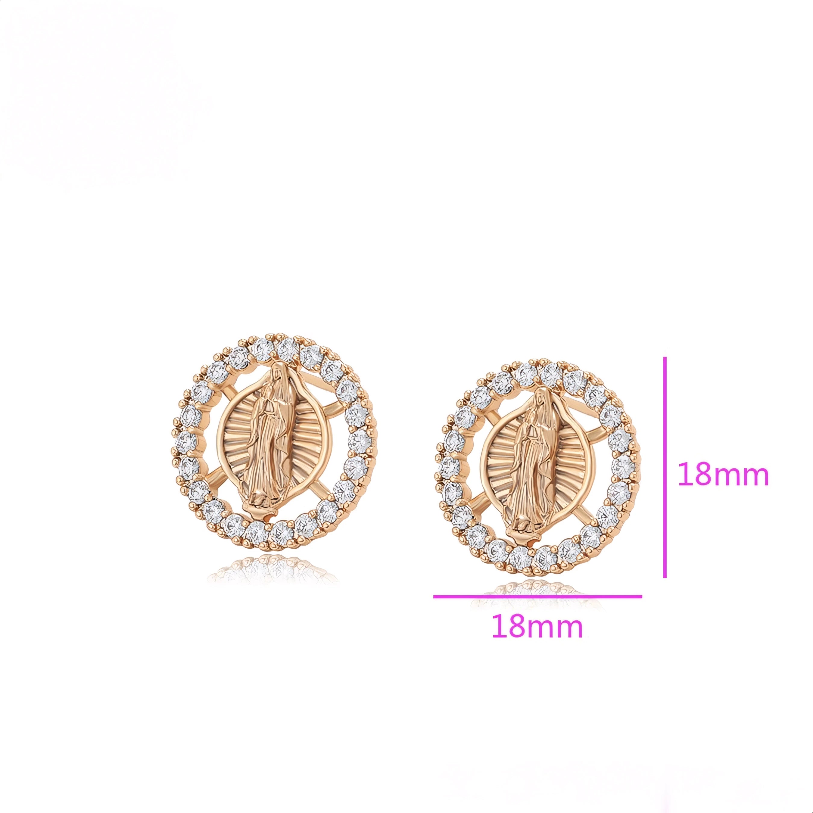 Aretes Religiosos Oro Laminado 18K con Zirconias