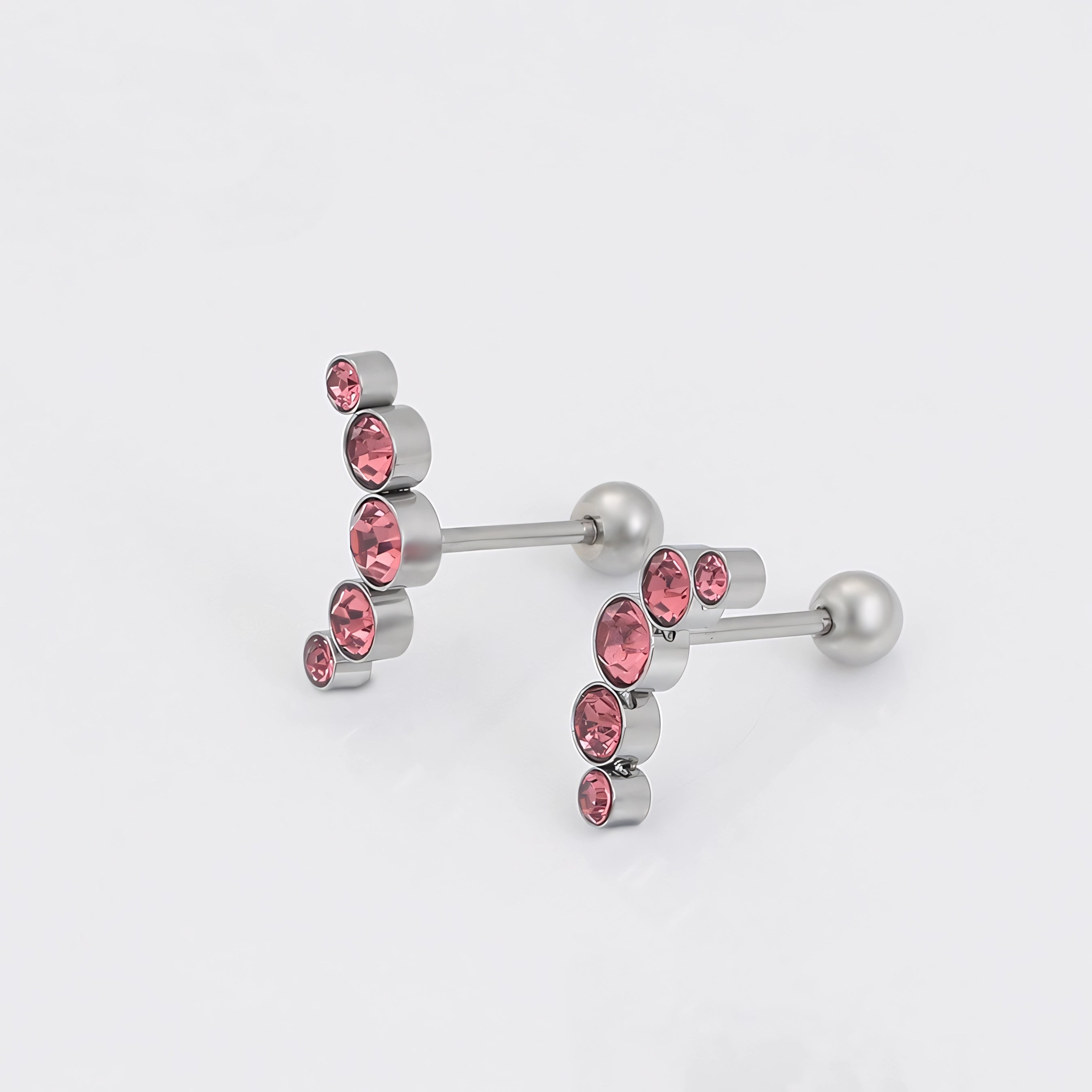 Broquel con Mini Zirconias Rosas Acero Inoxidable