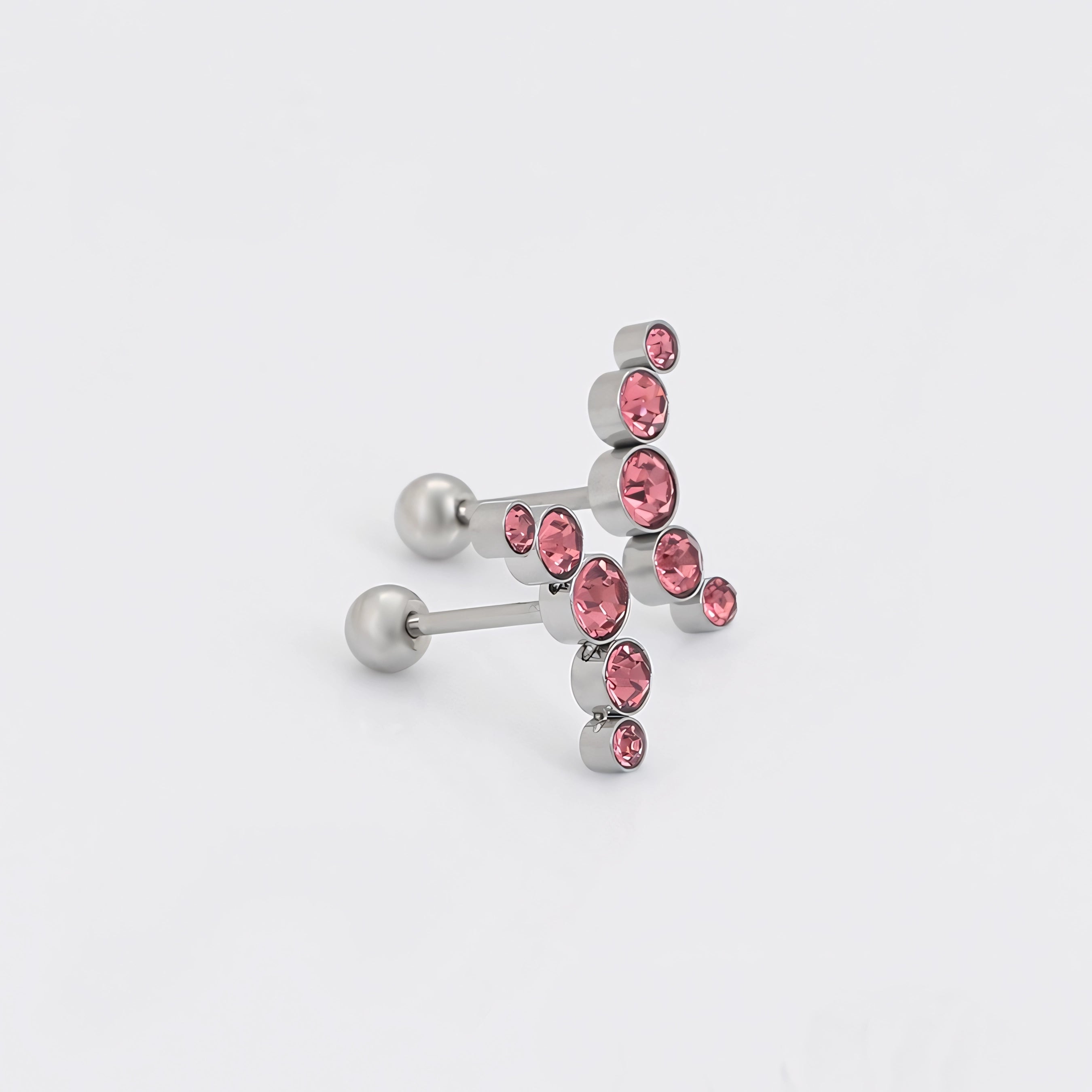 Broquel con Mini Zirconias Rosas Acero Inoxidable