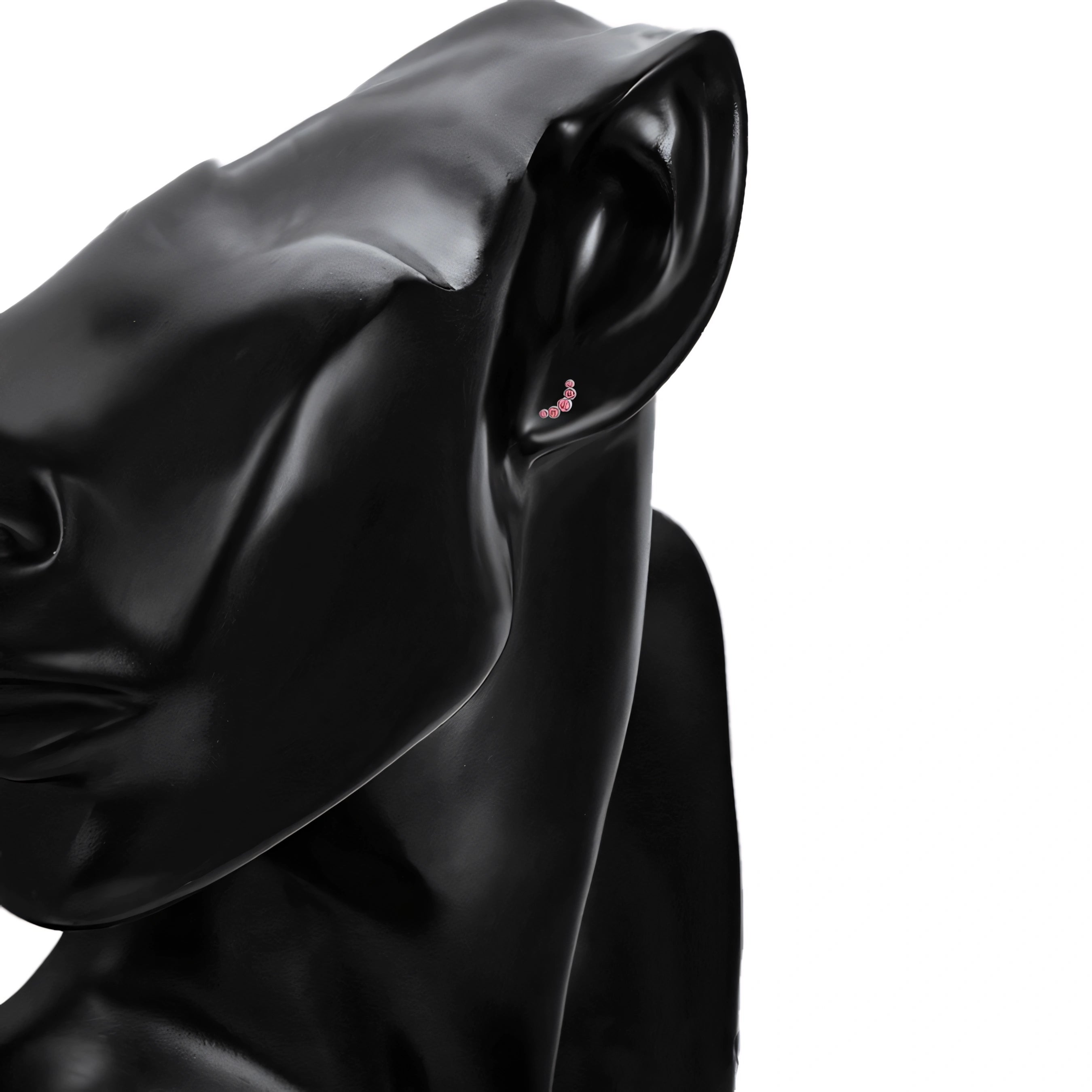 Broquel con Mini Zirconias Rosas Acero Inoxidable