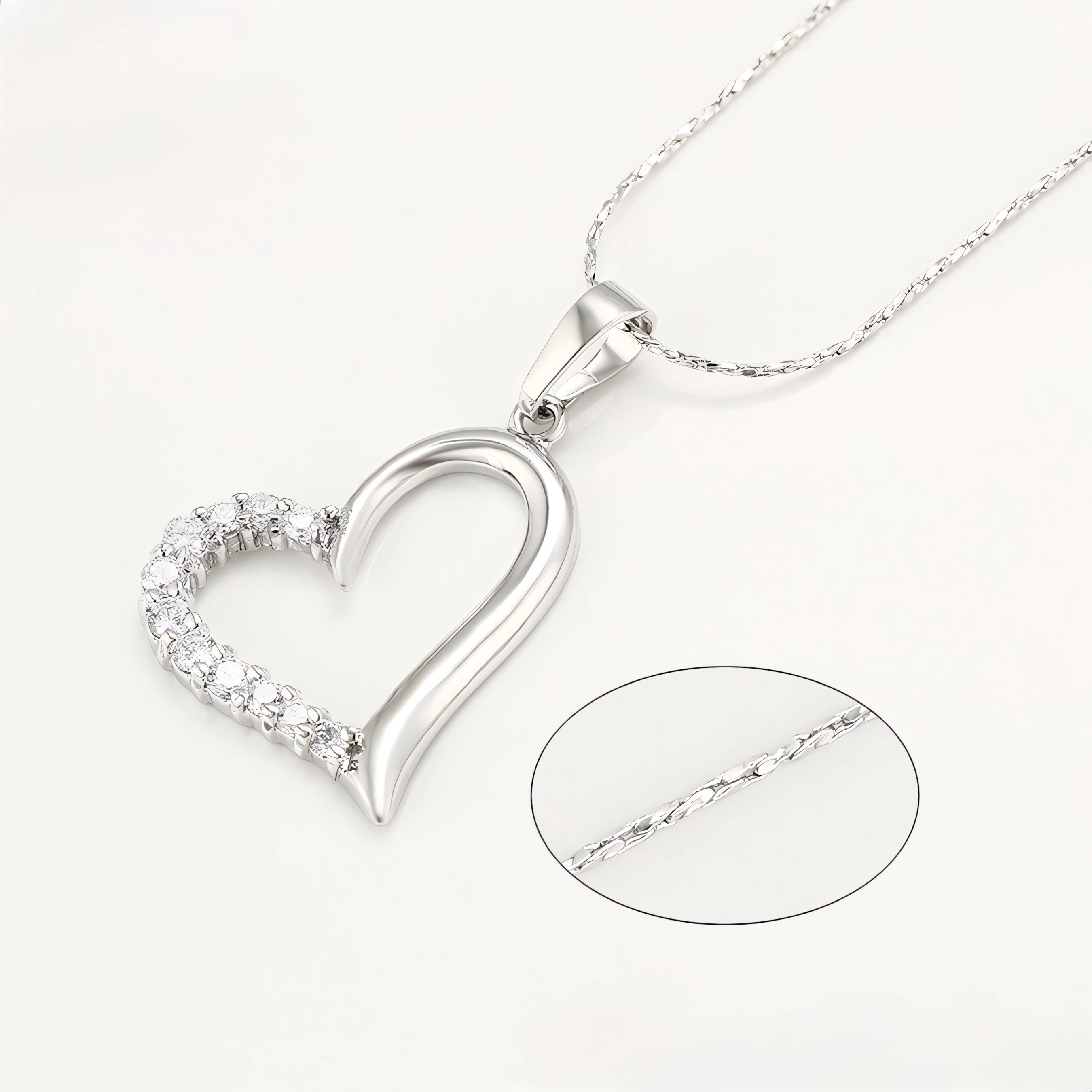 Collar Corazón Con Zirconias Chapado En Platino