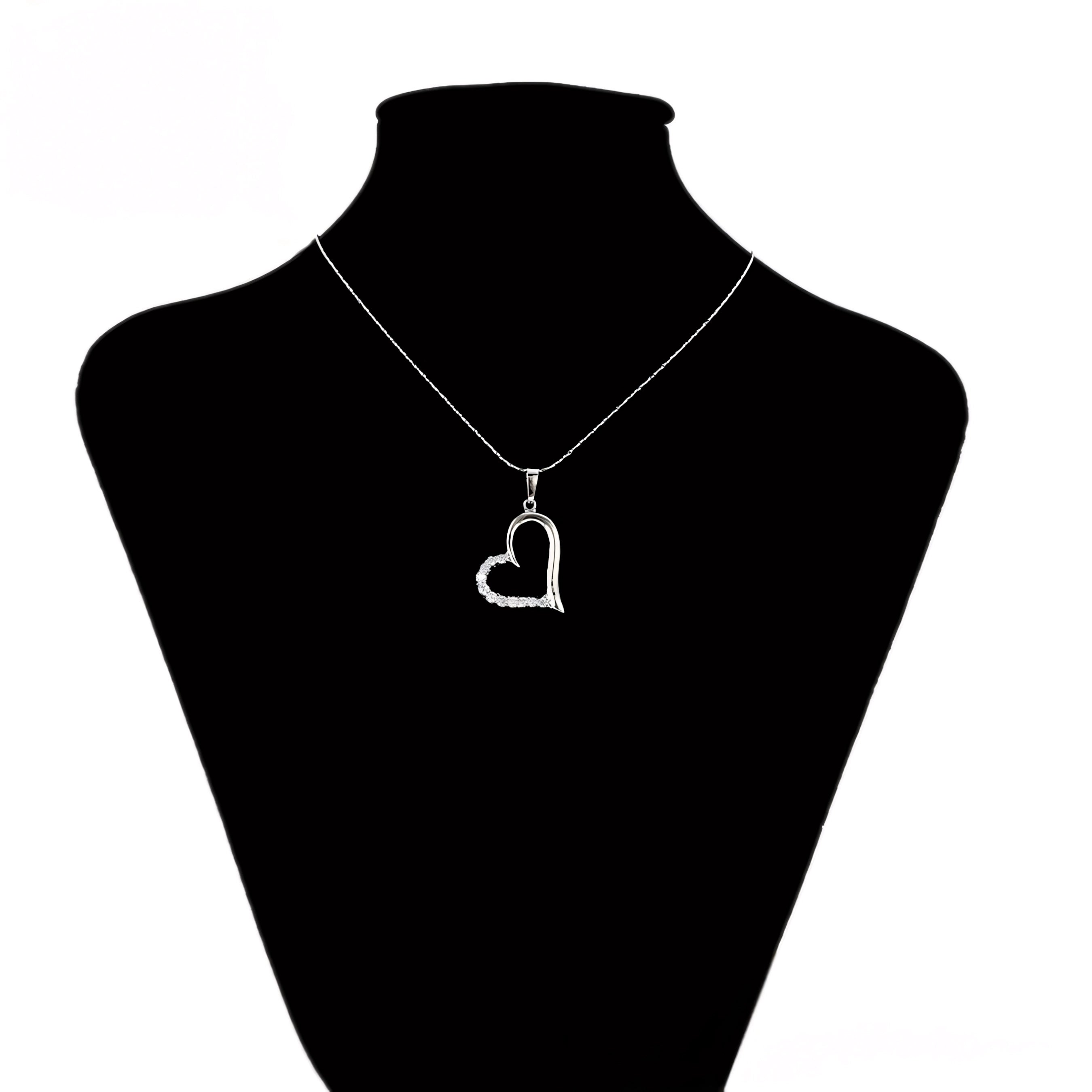 Collar Corazón Con Zirconias Chapado En Platino