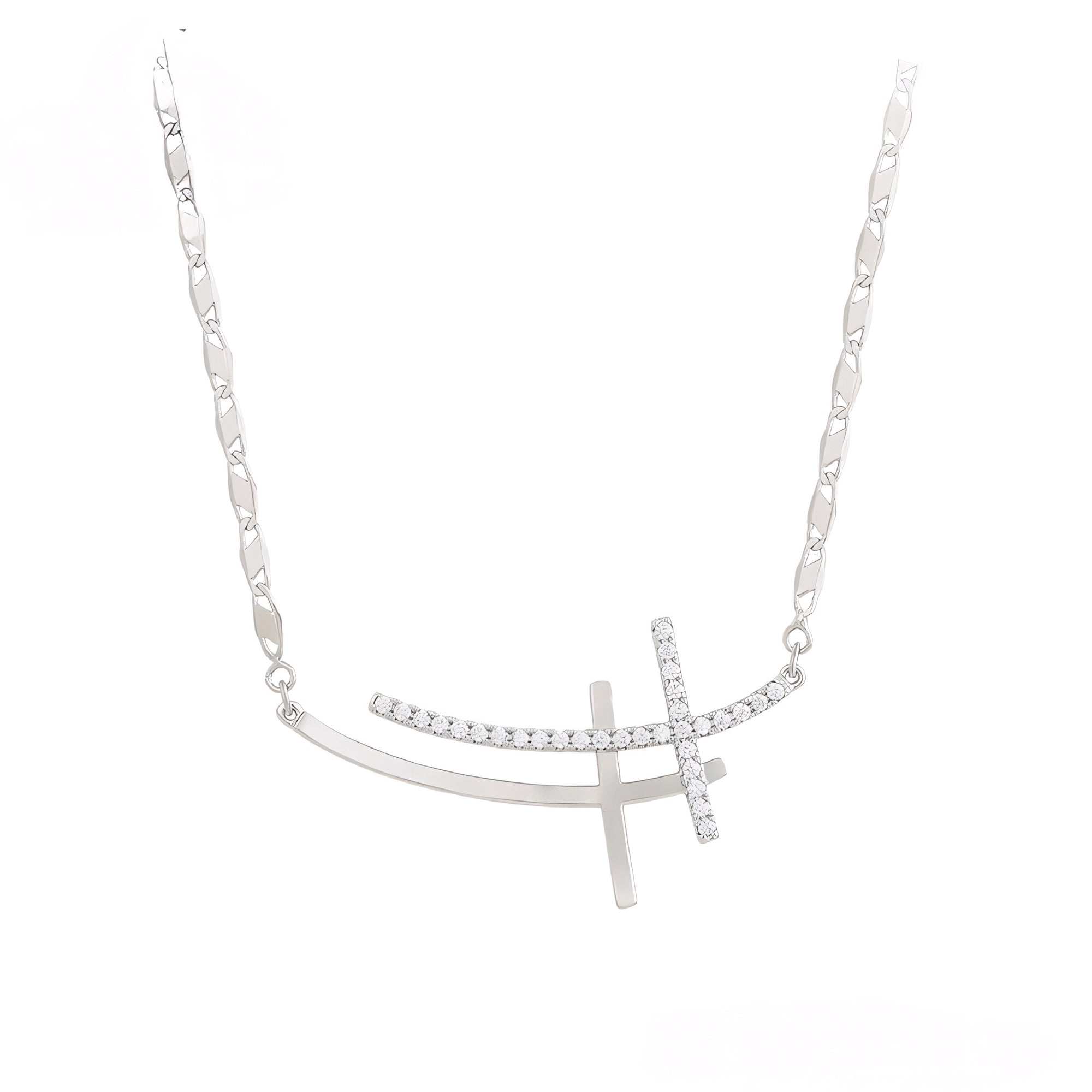 Collar Cruz Clásica Chapado En Platino