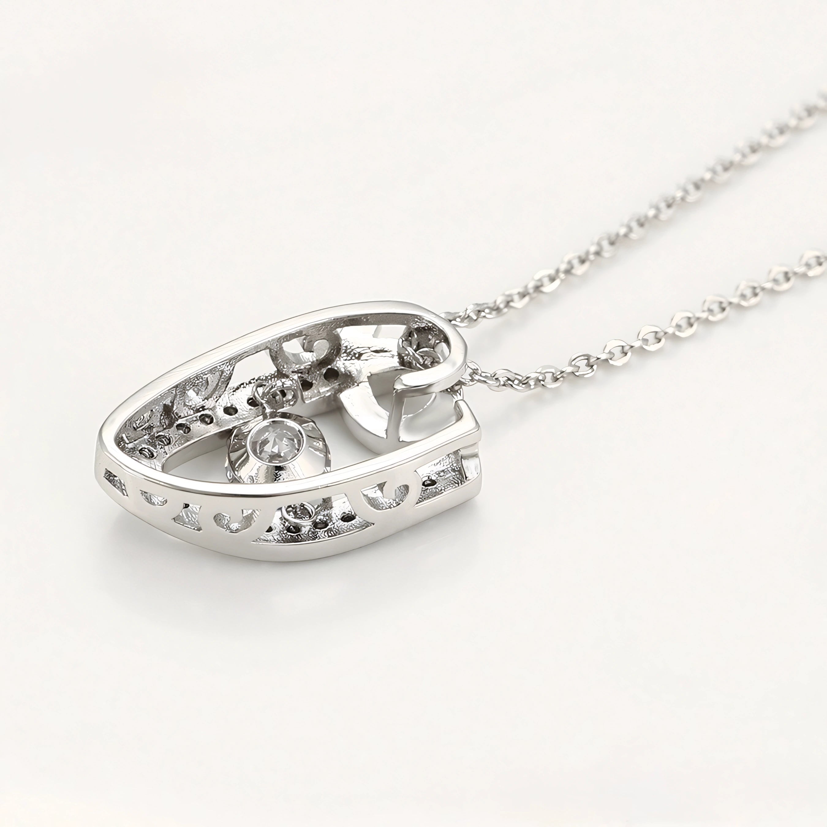 Collar En V Elegante Con Zirconia Chapado En Platino