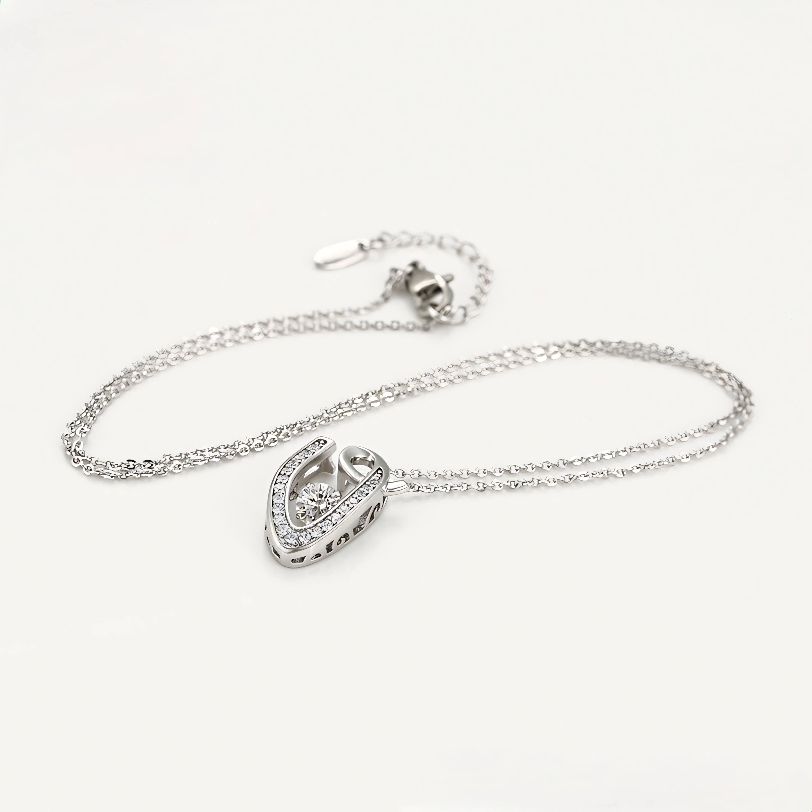 Collar En V Elegante Con Zirconia Chapado En Platino