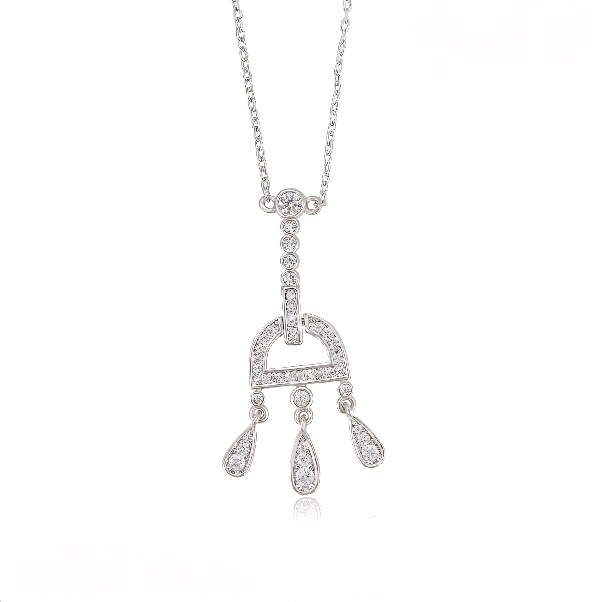 Collar Geométrico Elegante Con Zirconias Chapado En Platino