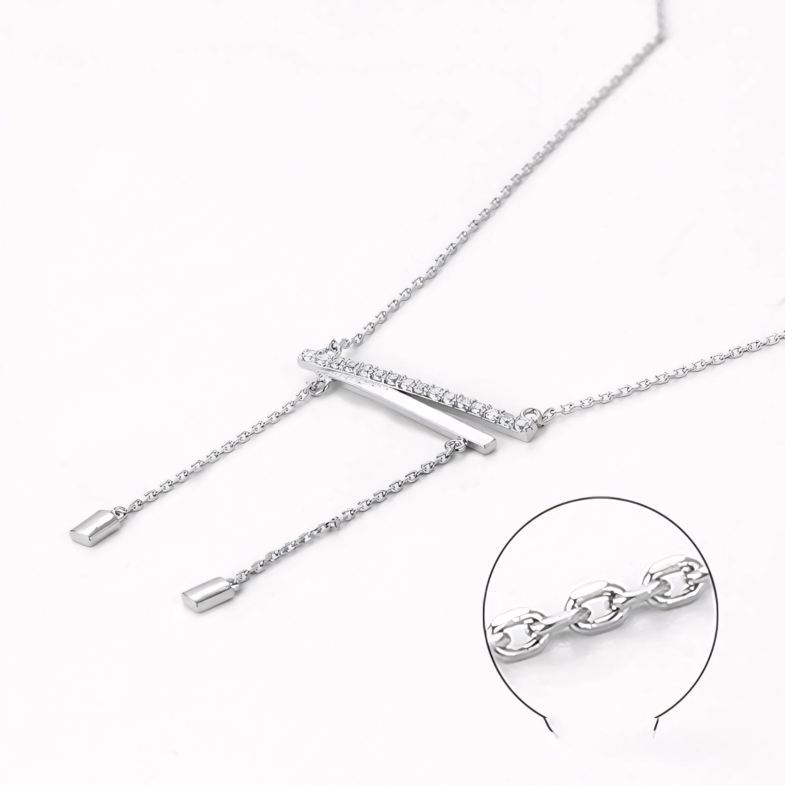 Collar Minimalista Con Barras De Zirconia Chapado En Platino