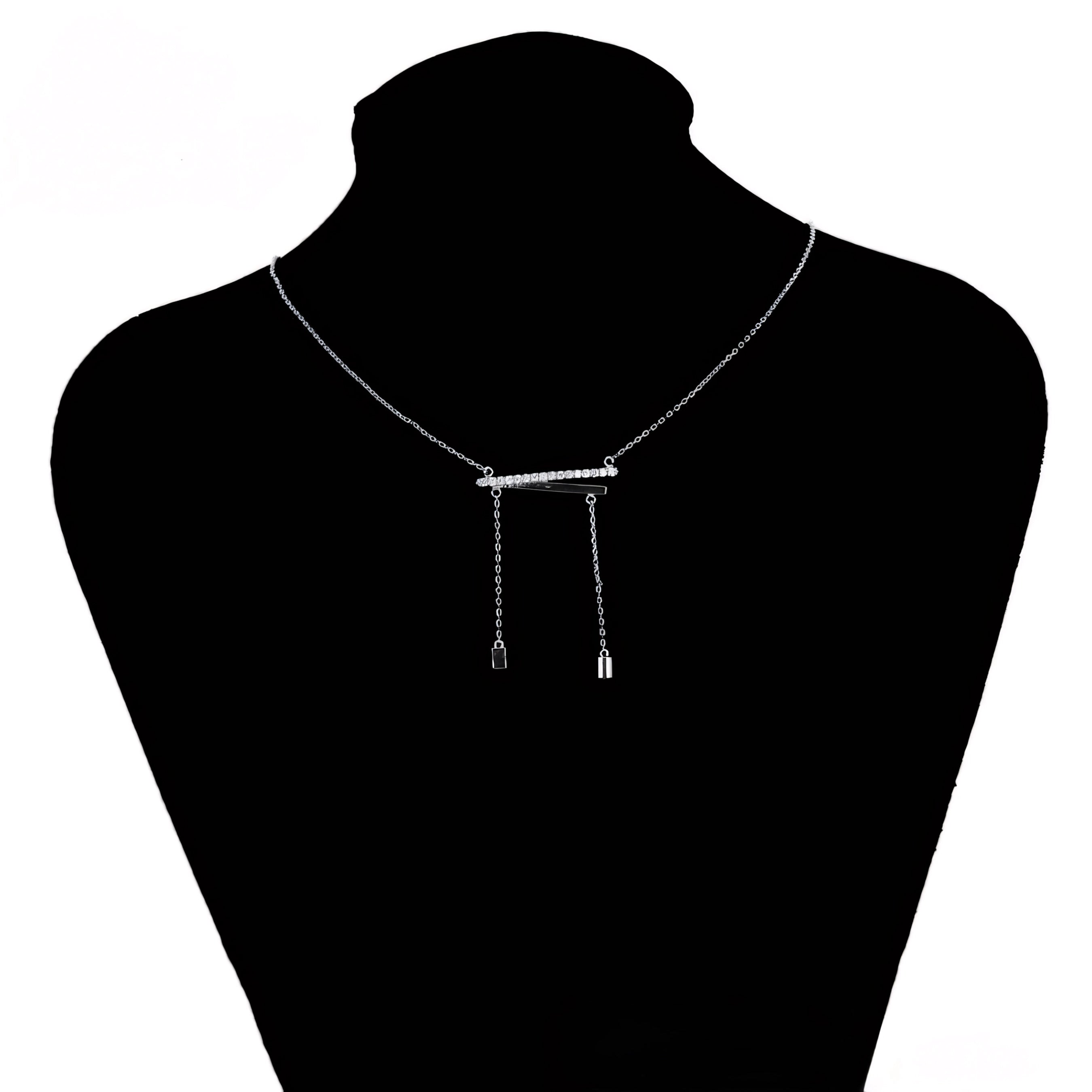 Collar Minimalista Con Barras De Zirconia Chapado En Platino