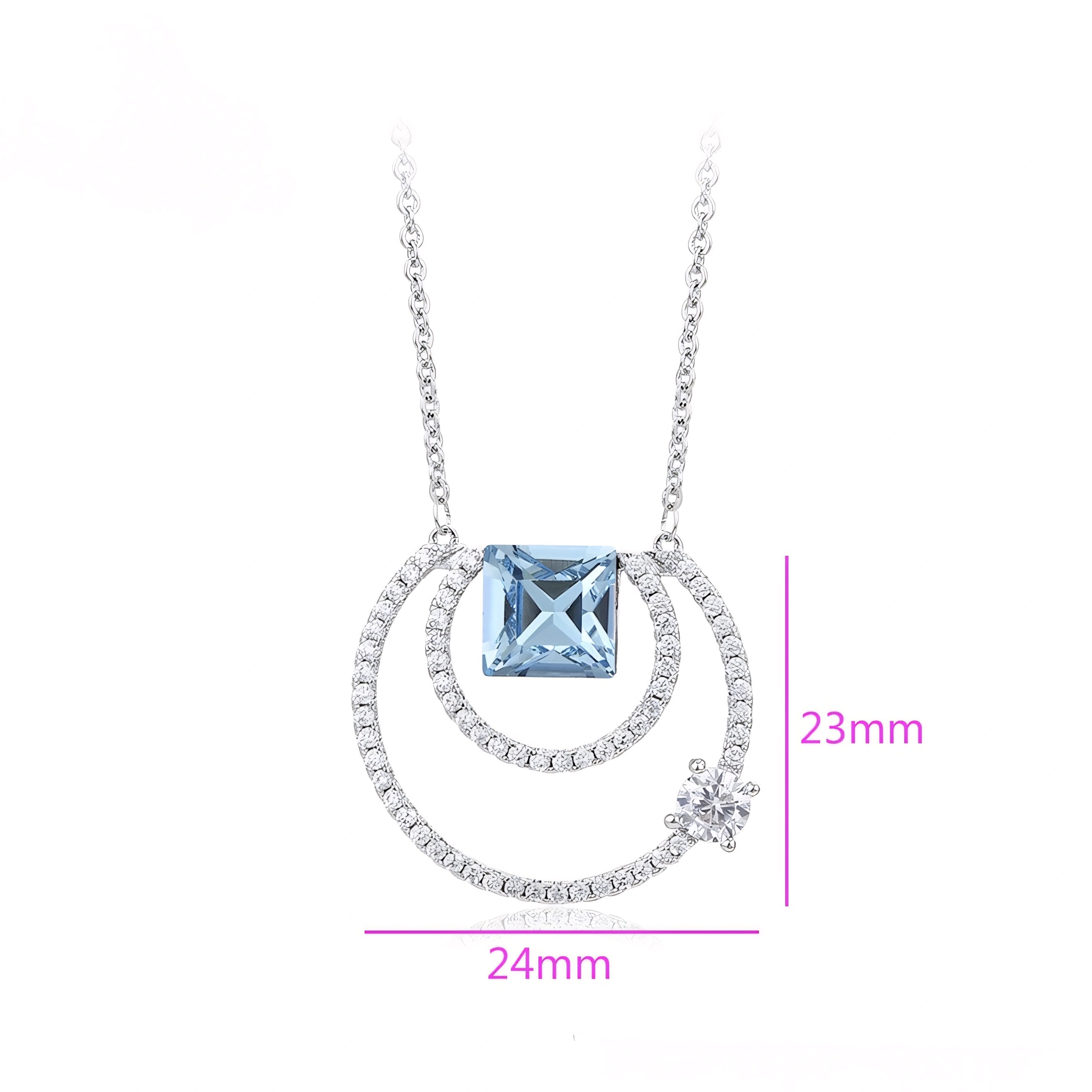 Collar Piedra Azul Con Zirconias Chapado En Platino