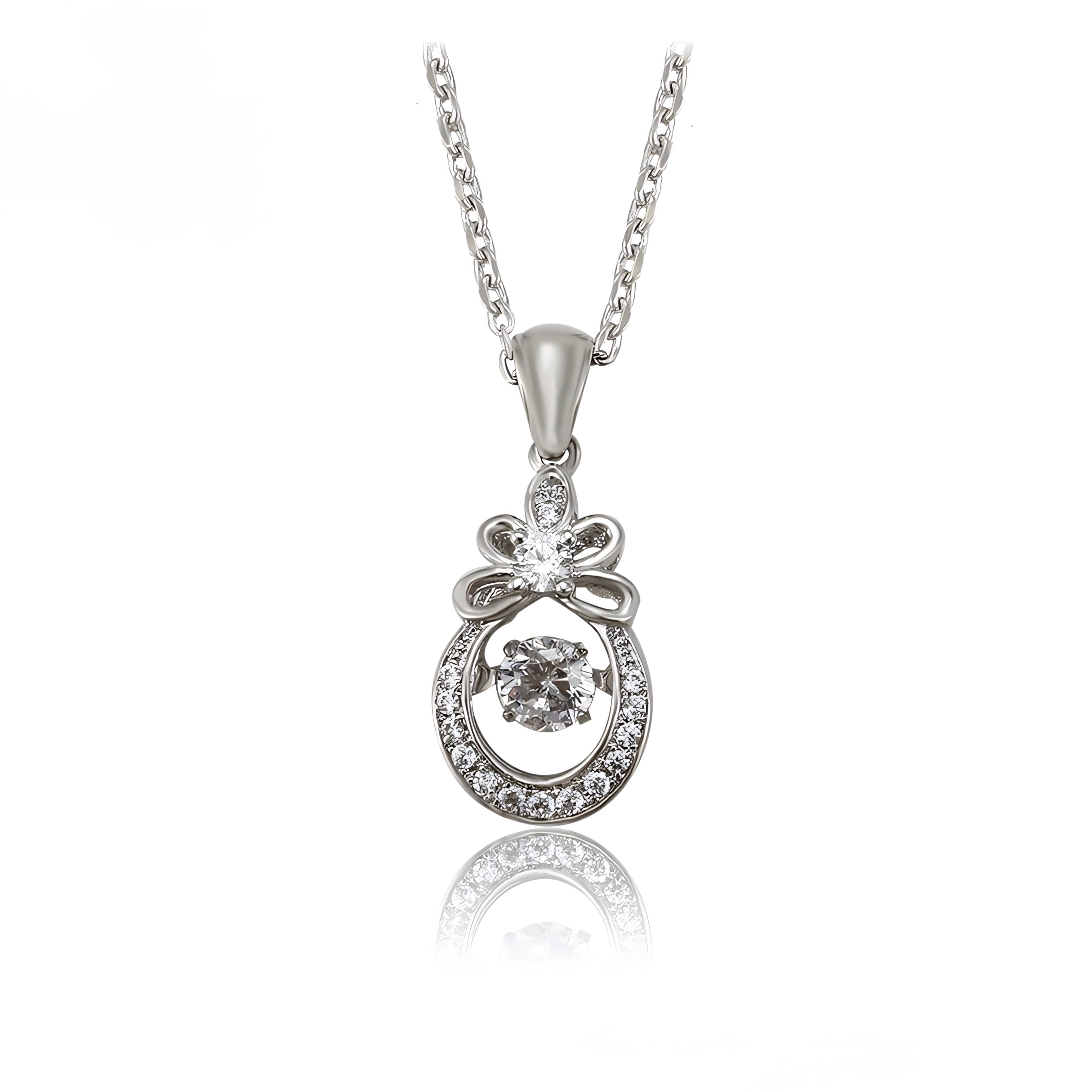 Collar Solitario Con Zirconias Chapado En Platino