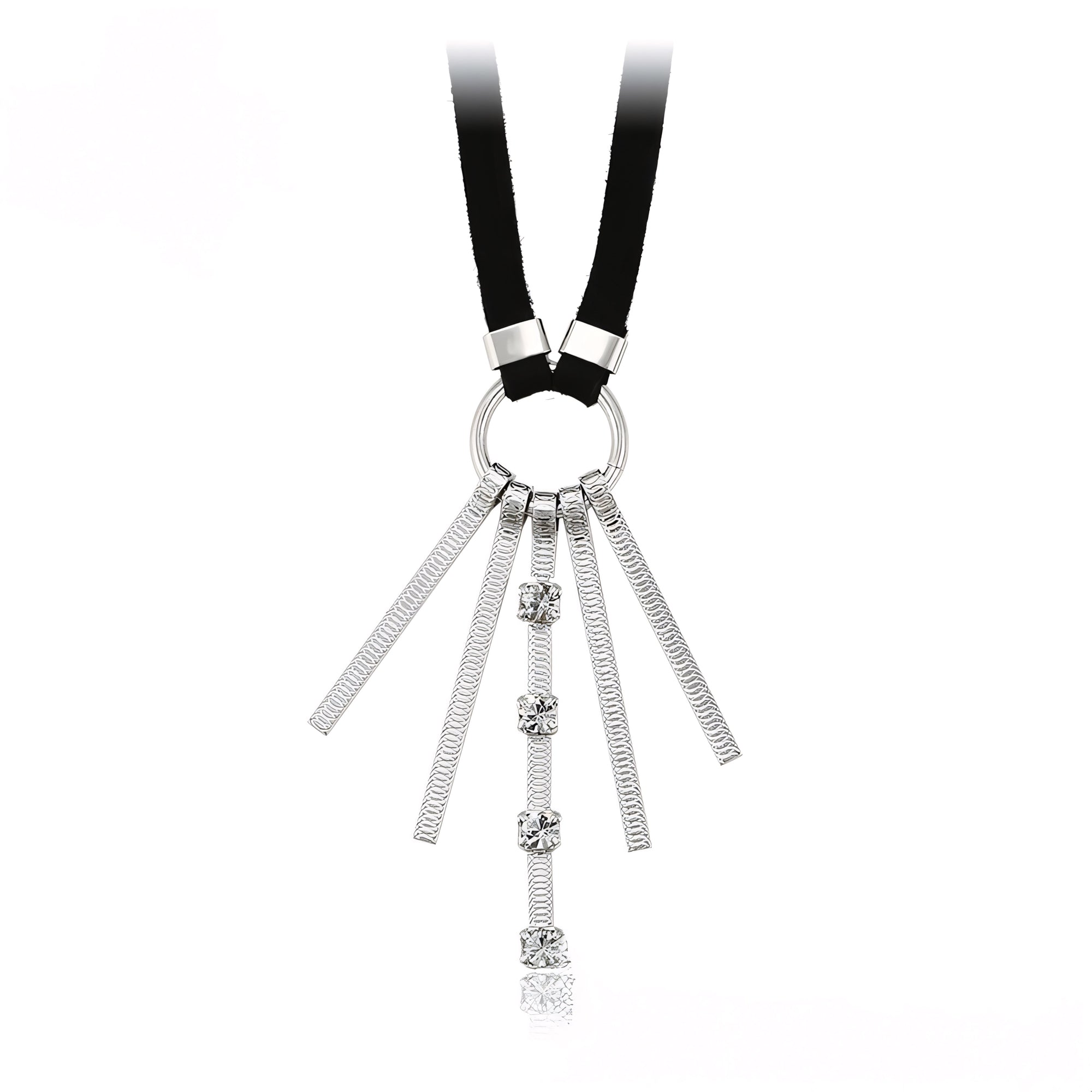 Collar Tipo Choker Con Dijes Colgantes Chapado En Platino