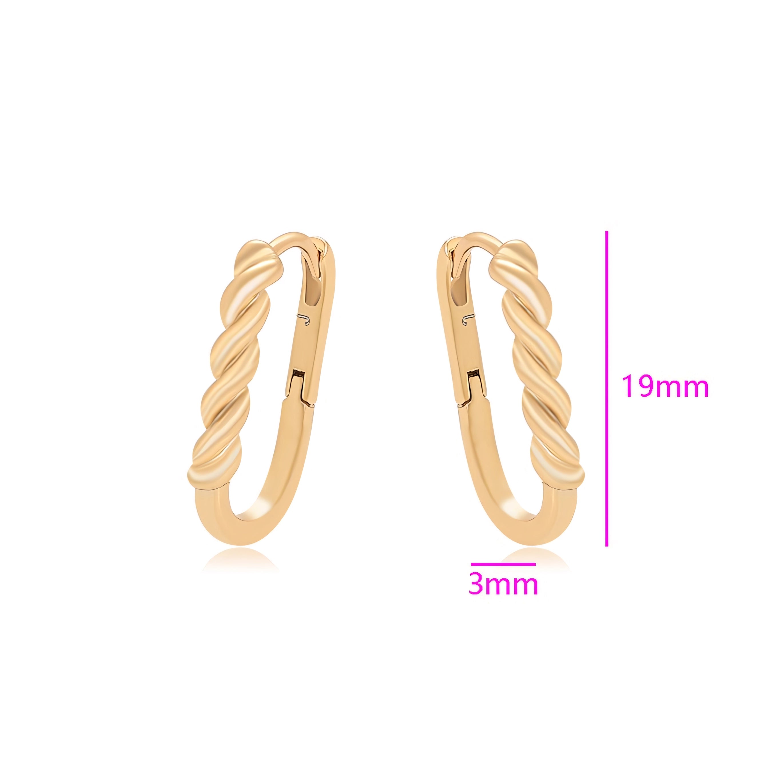 Huggie Semi Ovalada Trenzada Oro Laminado 18K