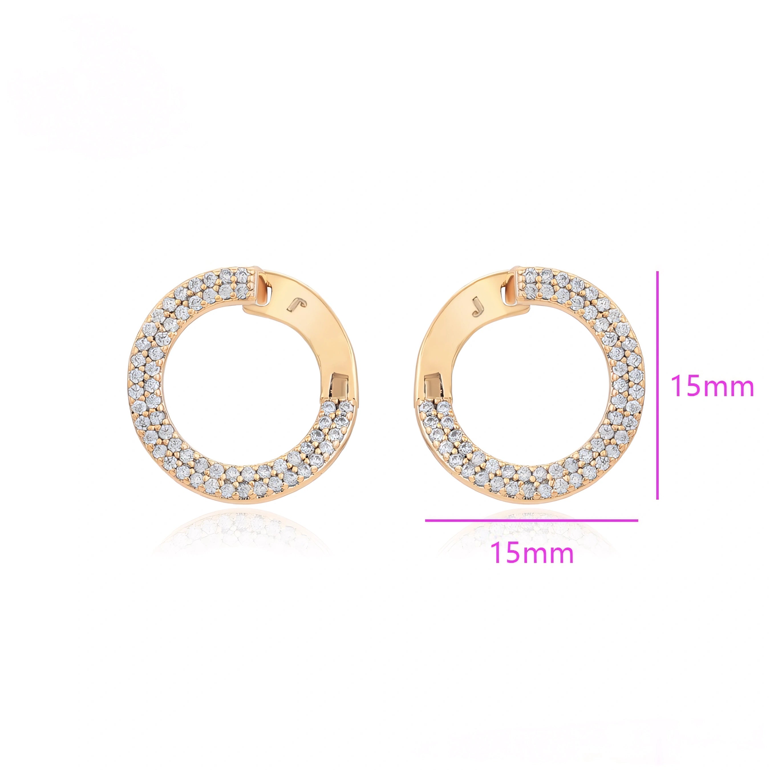 Huggie Serie de Lujo con Zirconias Oro Laminado 18K