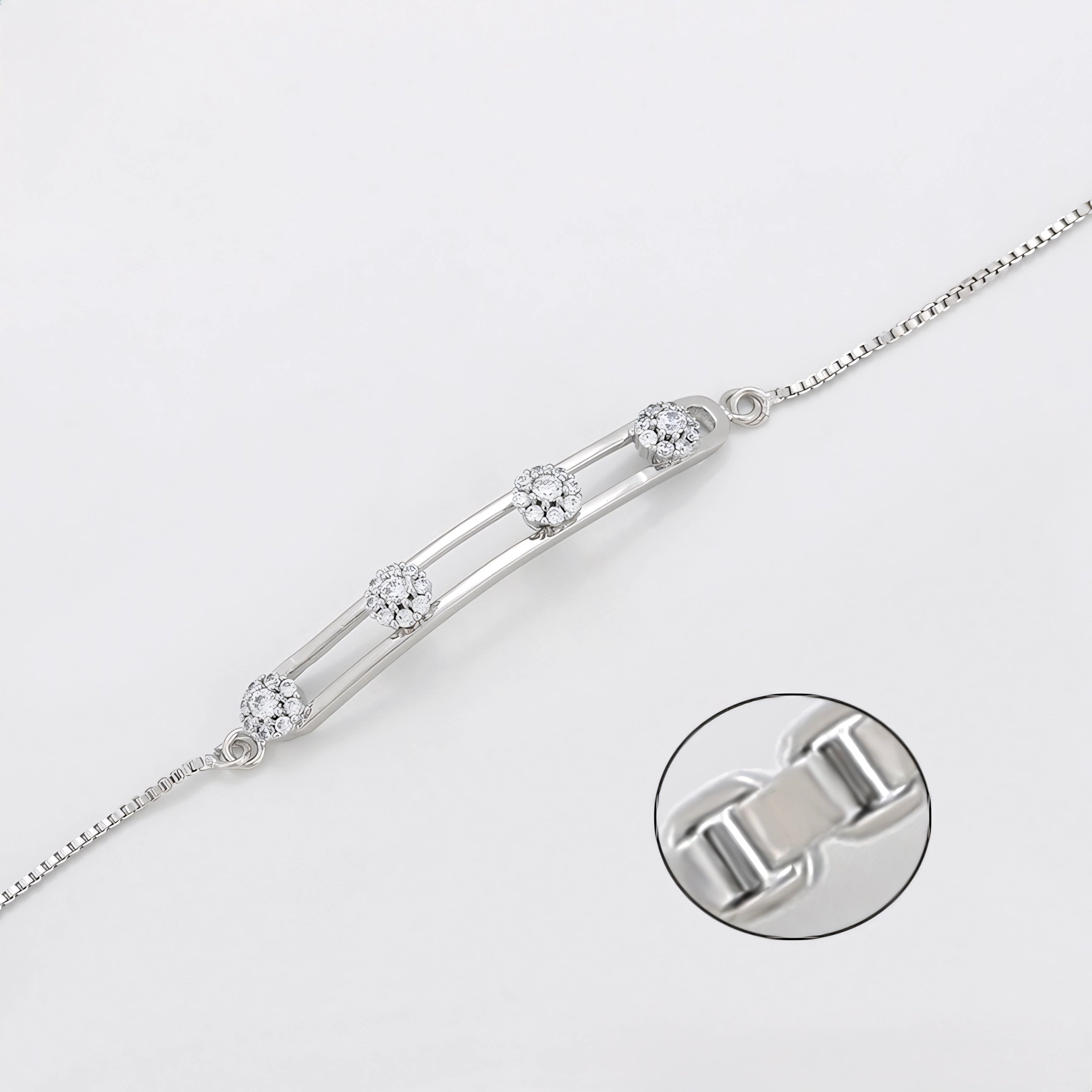 Pulsera con Zirconias Brillantes Chapada en Platino Estilo Elegante