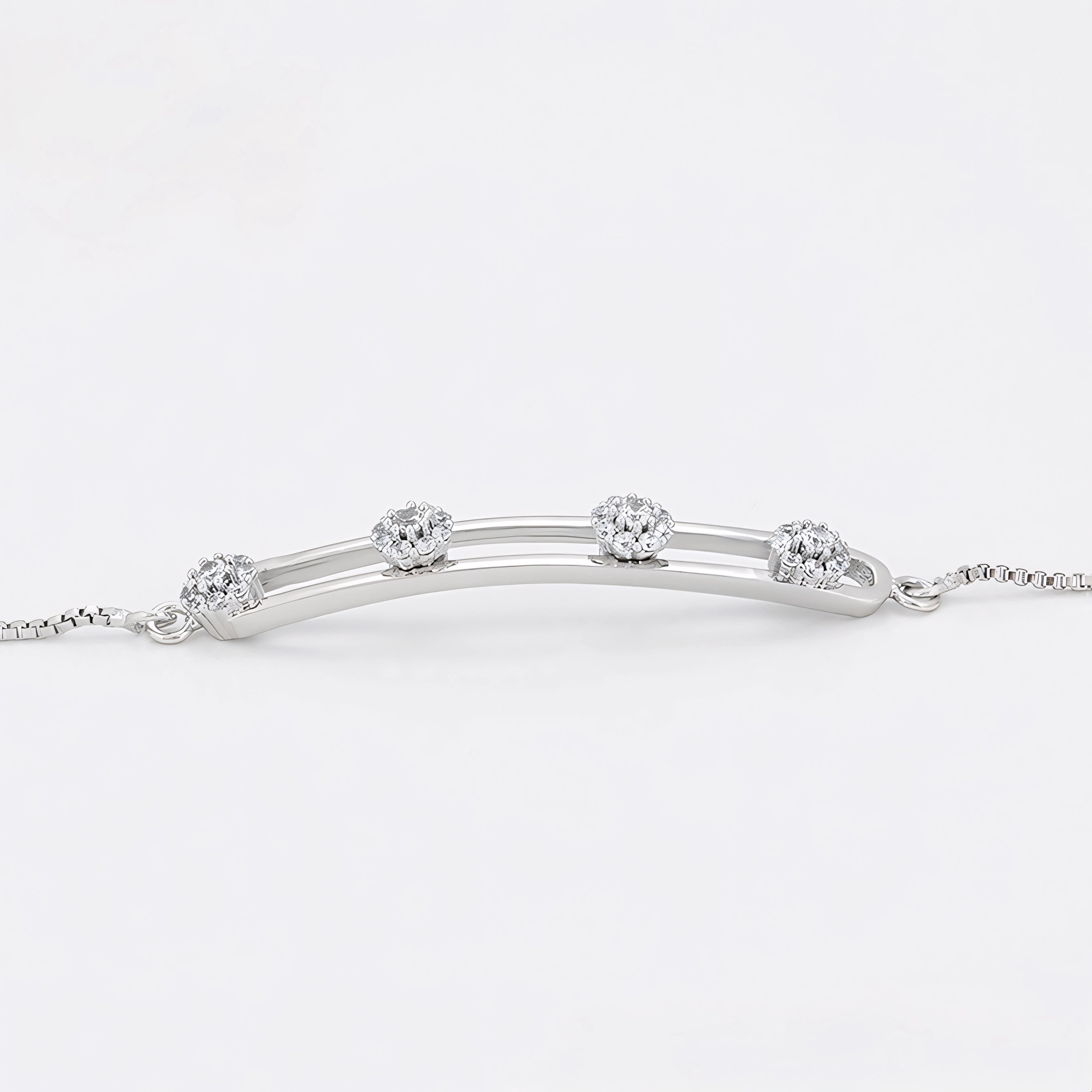 Pulsera con Zirconias Brillantes Chapada en Platino Estilo Elegante