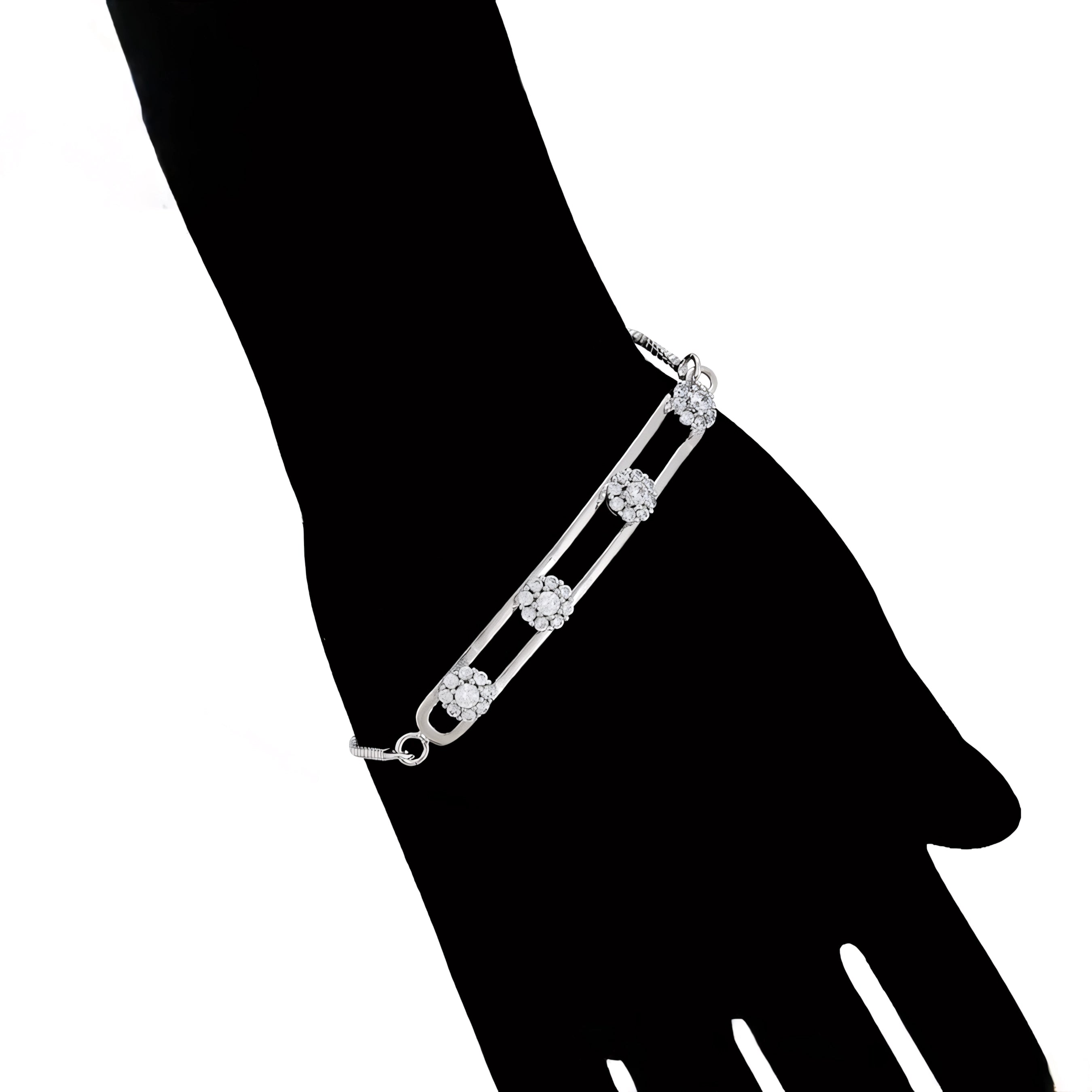 Pulsera con Zirconias Brillantes Chapada en Platino Estilo Elegante