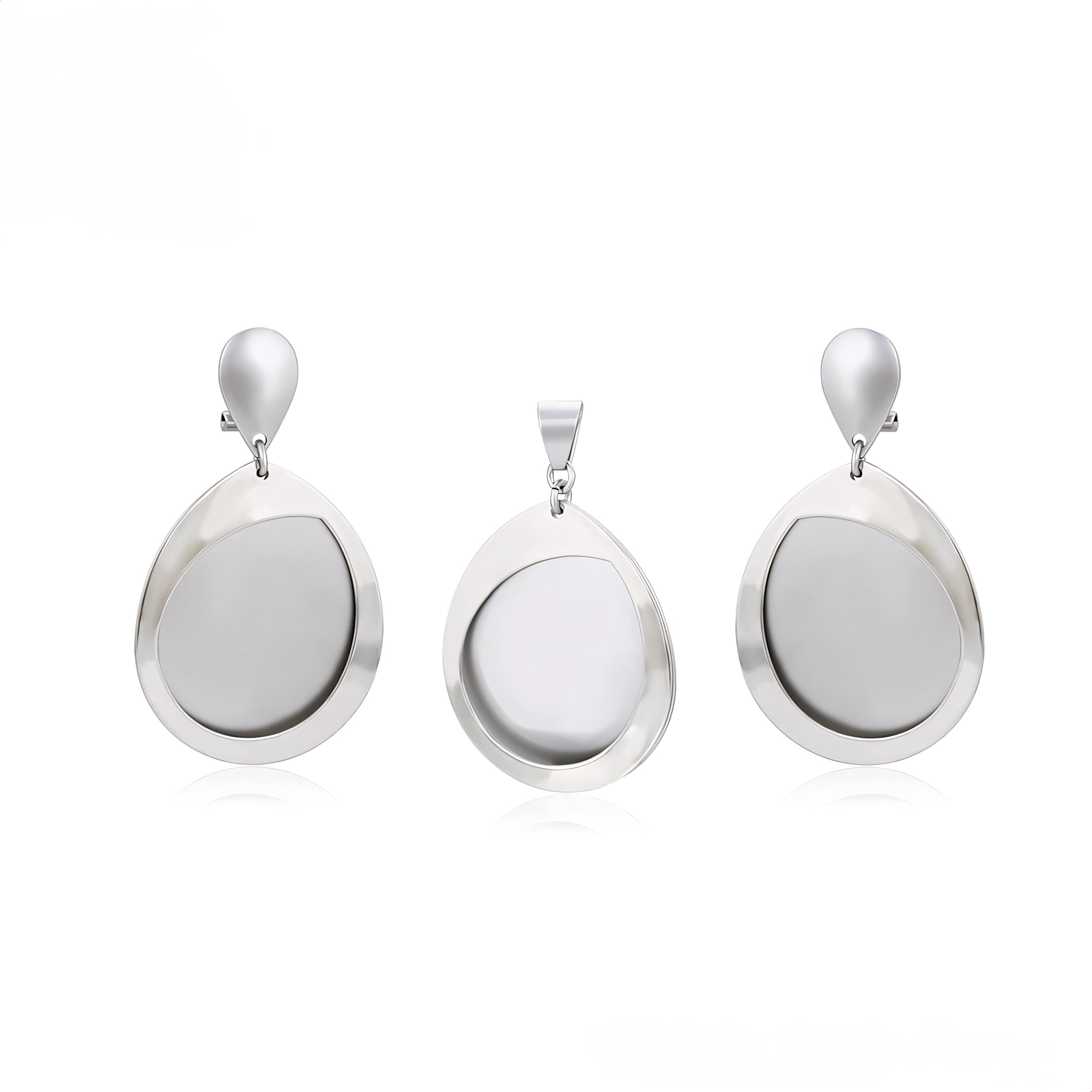 Set de Aretes y Dije Chapado en Platino Elegantes