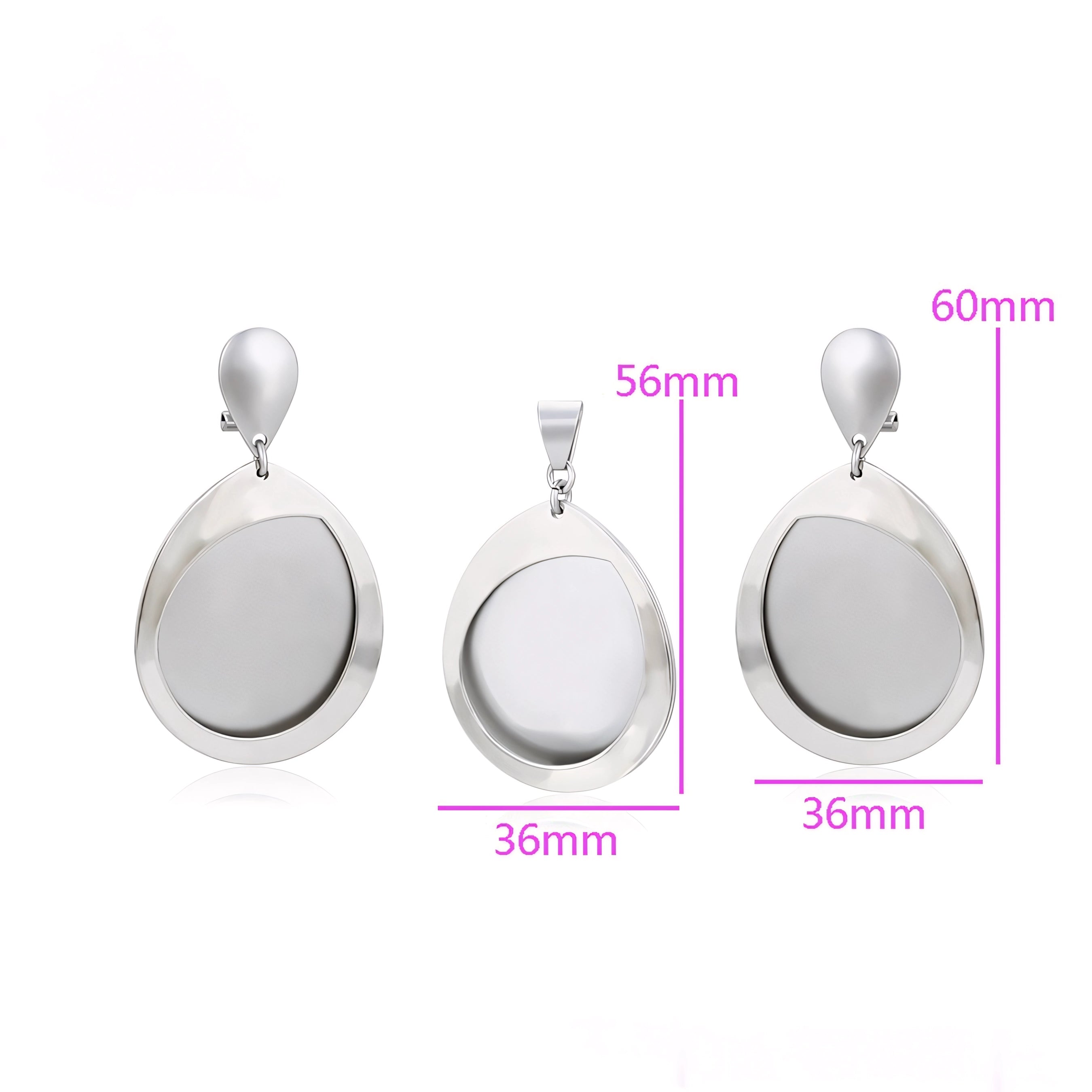 Set de Aretes y Dije Chapado en Platino Elegantes