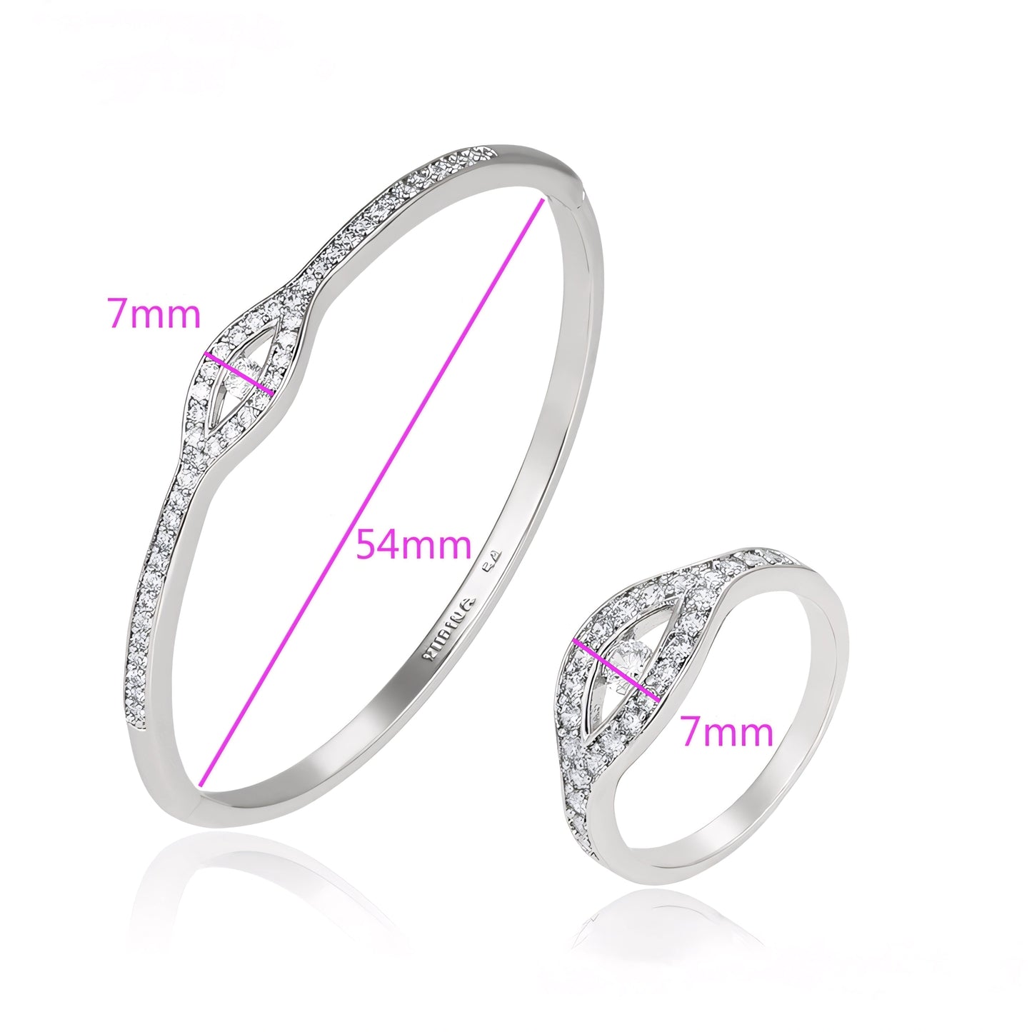 Set de Lujo Anillo Brazalete con Zirconia Incrustada