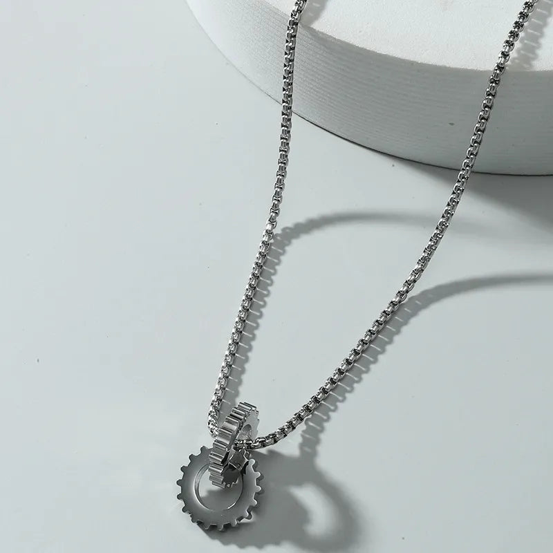 Collar Dije Engranaje Doble Acero Inoxidable