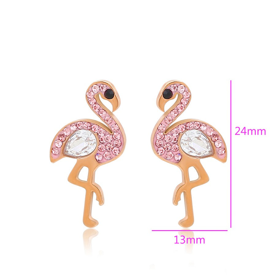 Broche Flamant Rose Laminé Or 18 Carats