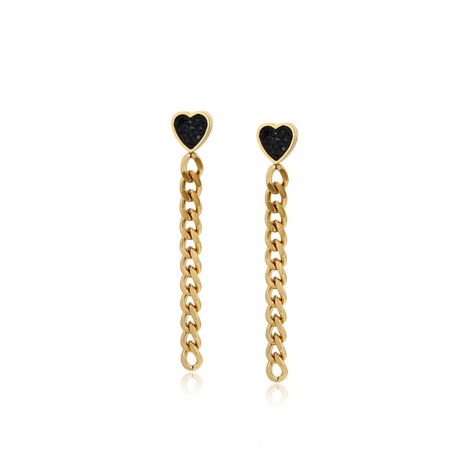 Boucle d'Oreille Longue Acier Doré