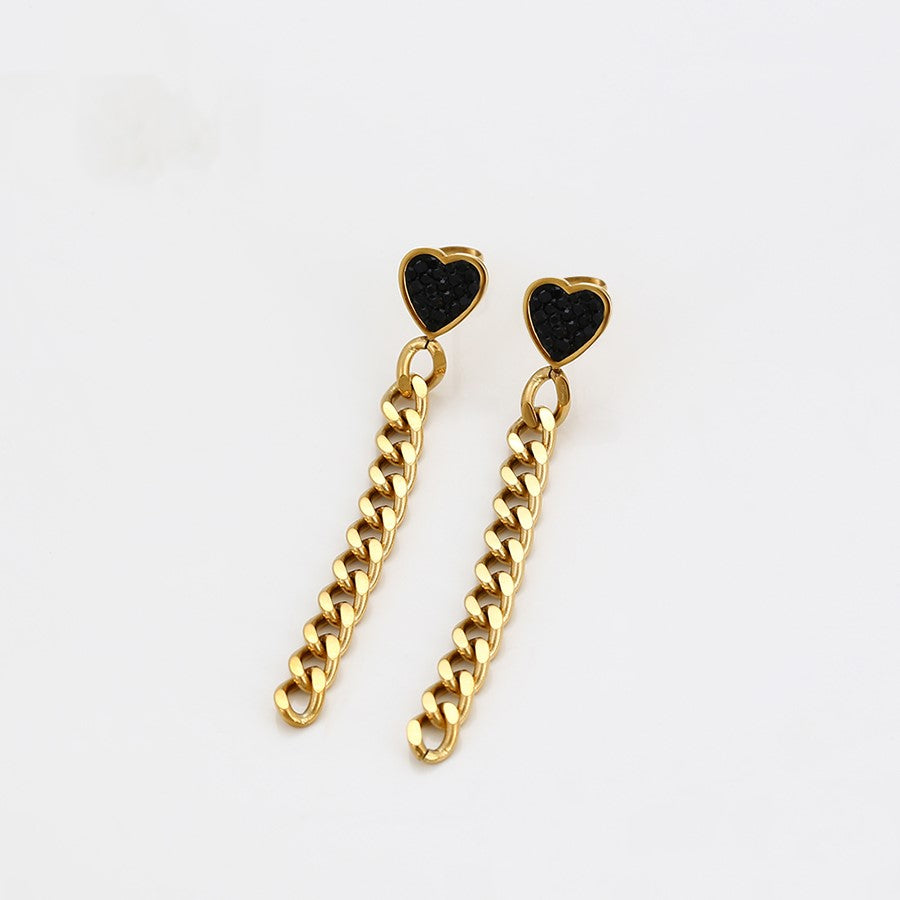 Boucle d'Oreille Longue Acier Doré