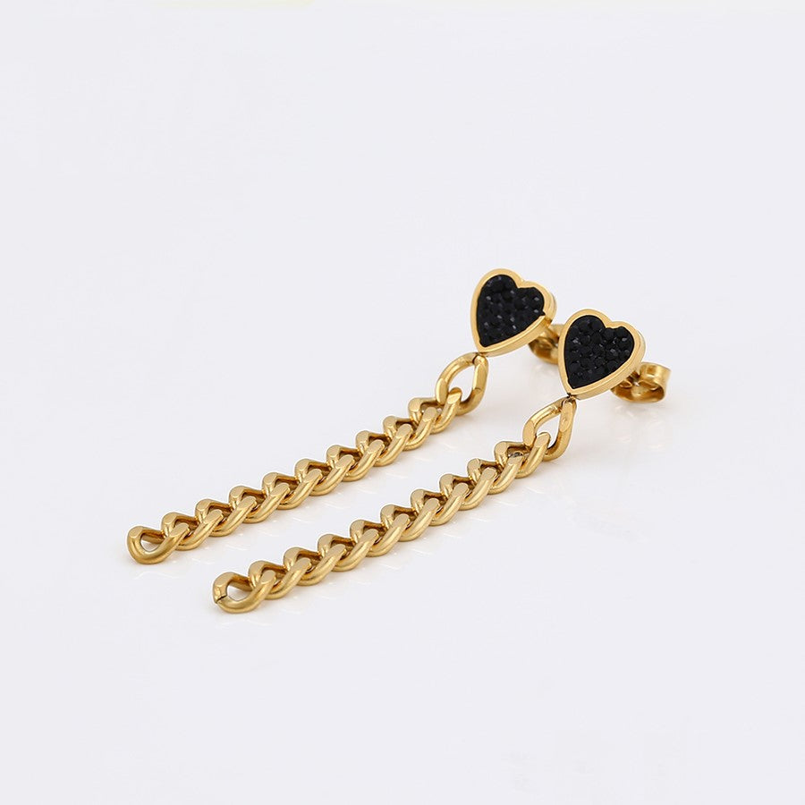 Boucle d'Oreille Longue Acier Doré