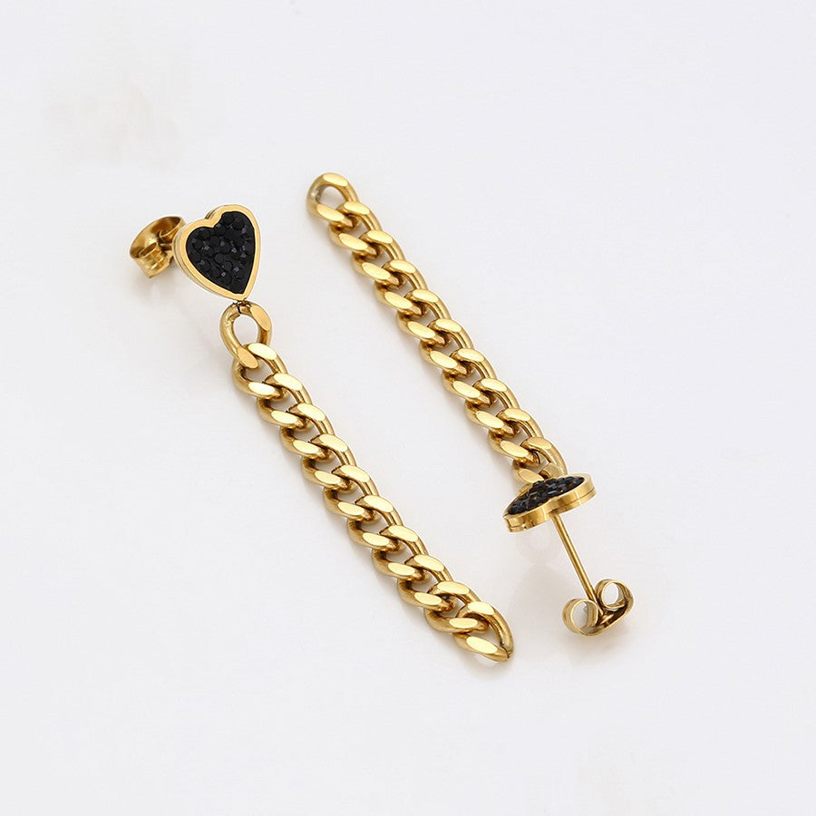 Boucle d'Oreille Longue Acier Doré