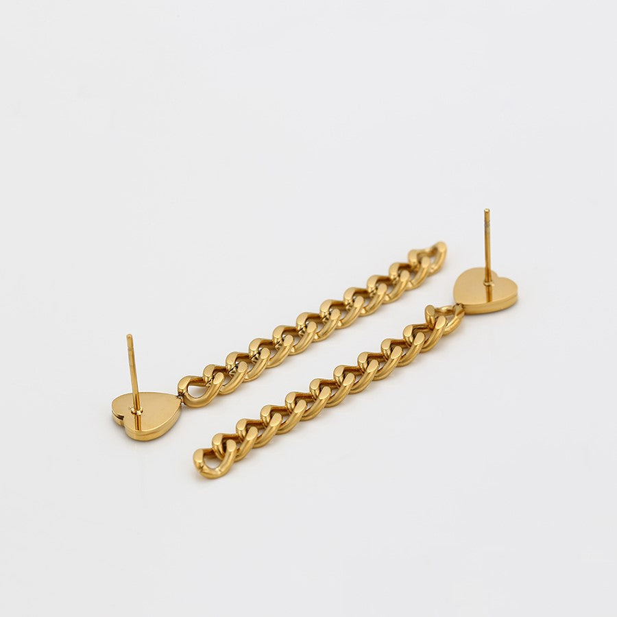 Boucle d'Oreille Longue Acier Doré