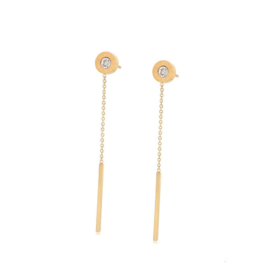 Boucle d'Oreille Longue Acier Doré