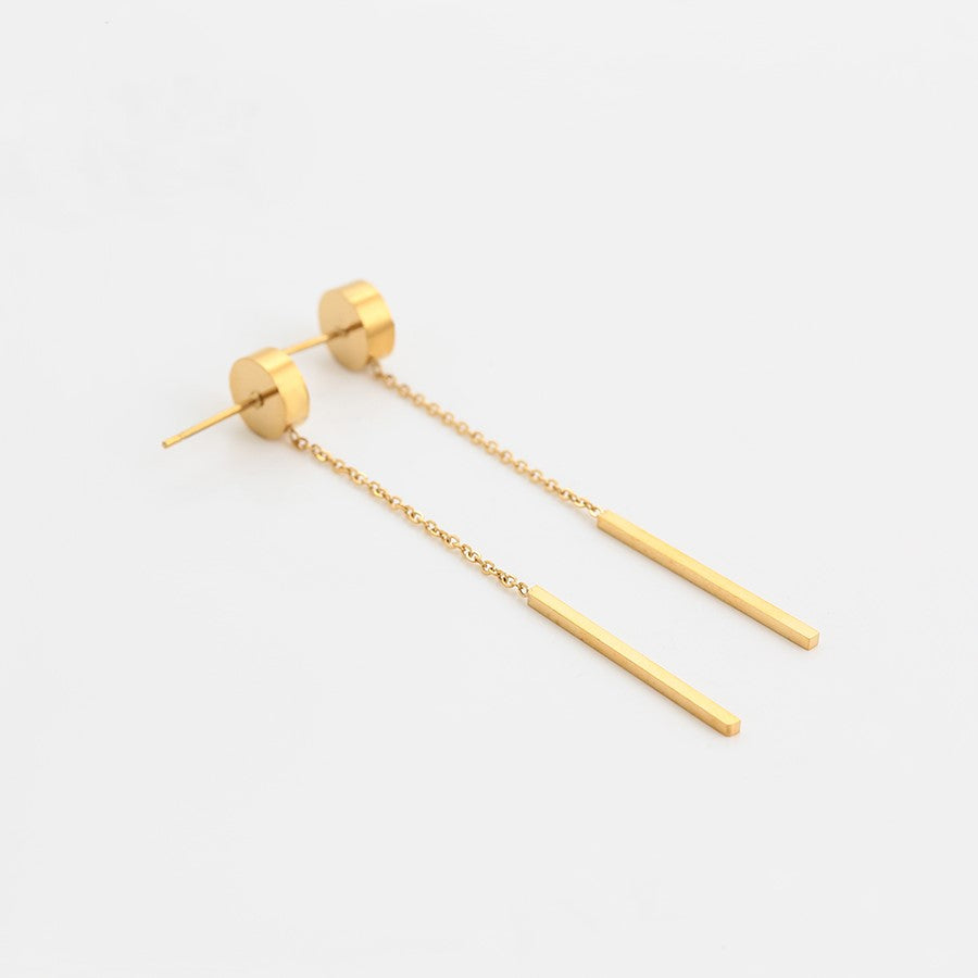 Boucle d'Oreille Longue Acier Doré