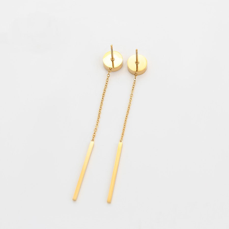 Boucle d'Oreille Longue Acier Doré
