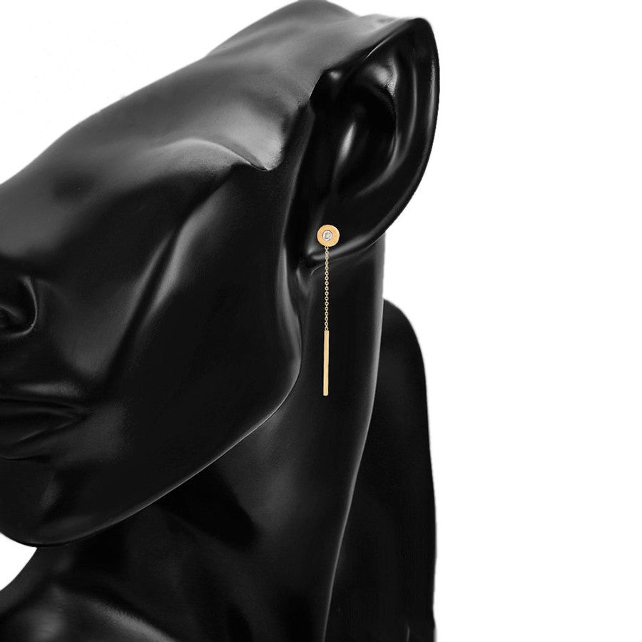 Boucle d'Oreille Longue Acier Doré