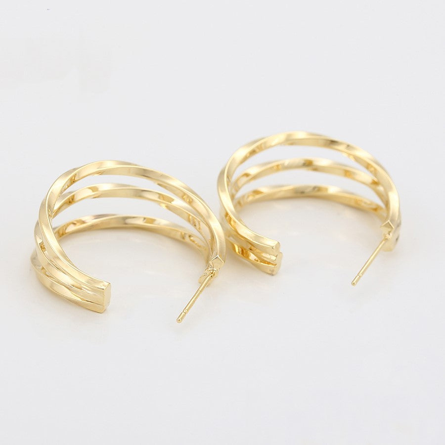 Boucles d'oreilles triple créoles en or 14 carats