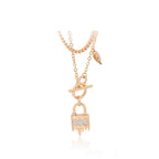 Gargantilla Doble Candado SW Oro Laminado 18K Dorado Cristal Swarovski