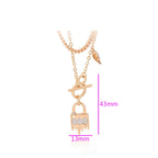 Gargantilla Doble Candado SW Oro Laminado 18K Dorado Cristal Swarovski