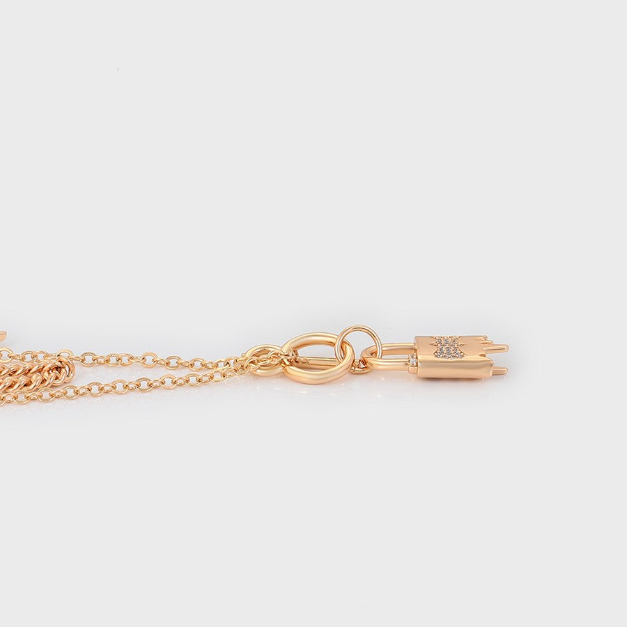 Gargantilla Doble Candado SW Oro Laminado 18K Dorado Cristal Swarovski