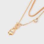 Gargantilla Doble Candado SW Oro Laminado 18K Dorado Cristal Swarovski