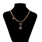 Gargantilla Doble Candado SW Oro Laminado 18K Dorado Cristal Swarovski